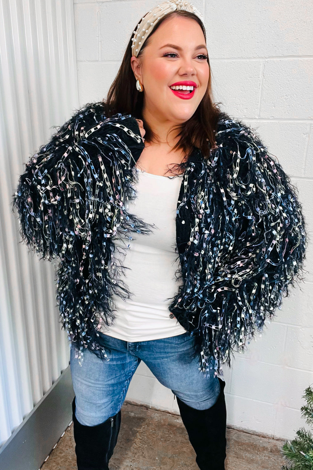 Sequin fringe clearance cardigan