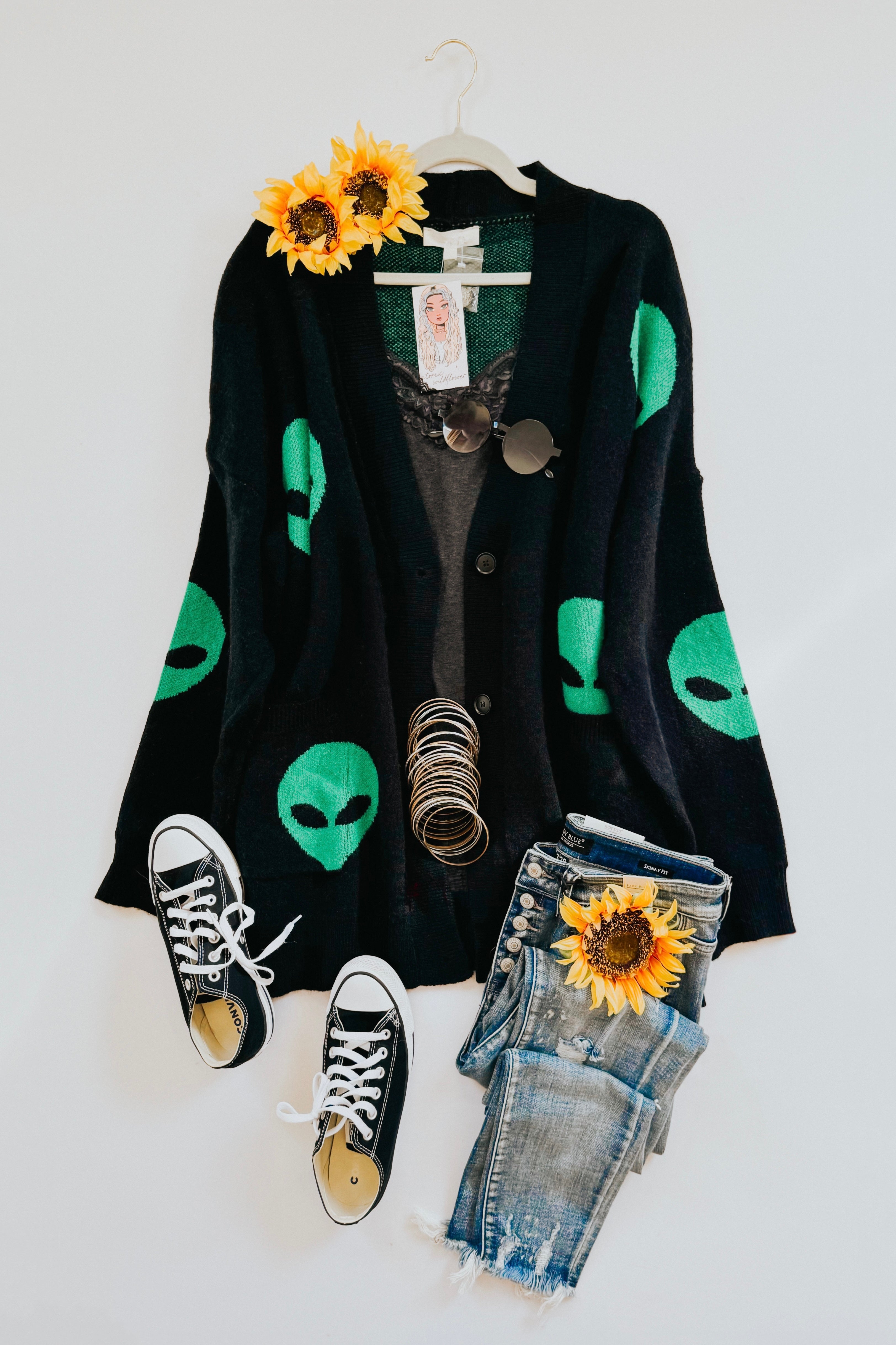 Greetings Earthlings Oversized Alien Cardigan S M