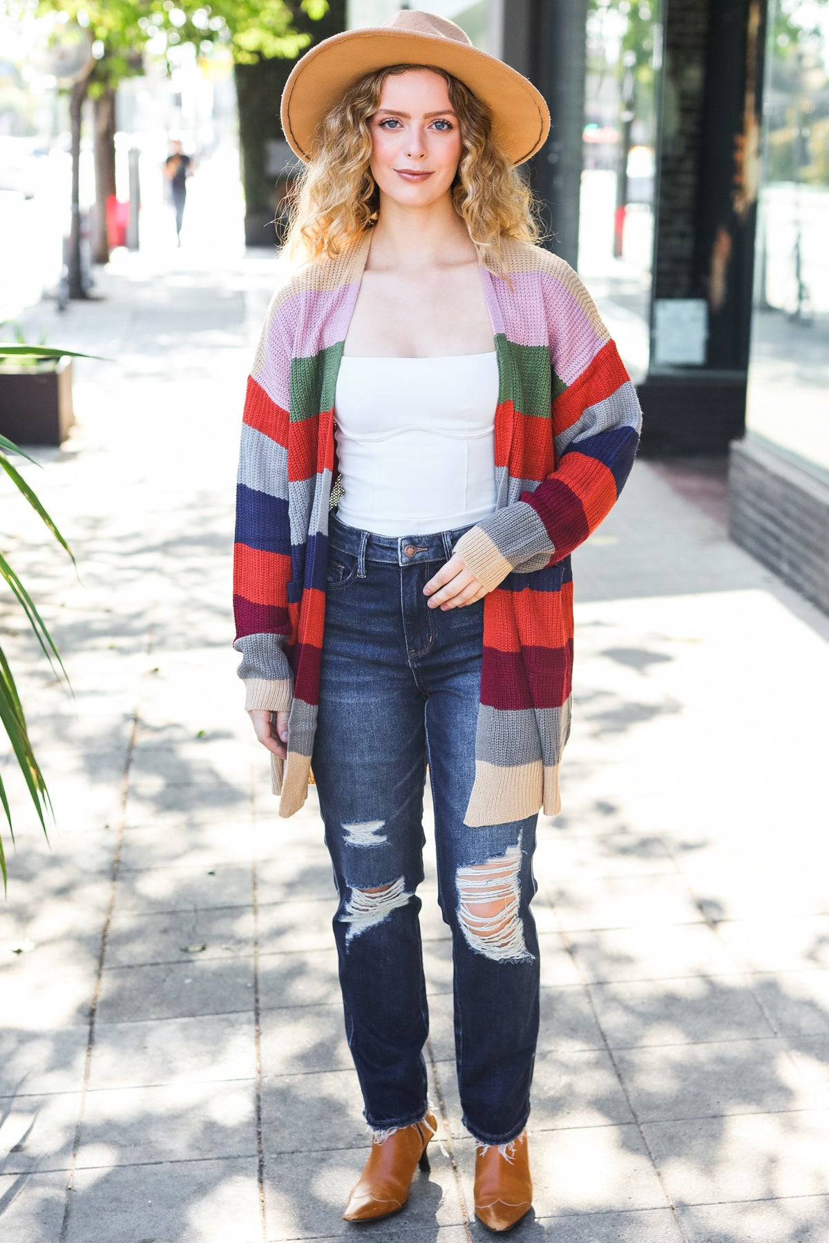 Just A Dream Striped Slouchy Cardigan