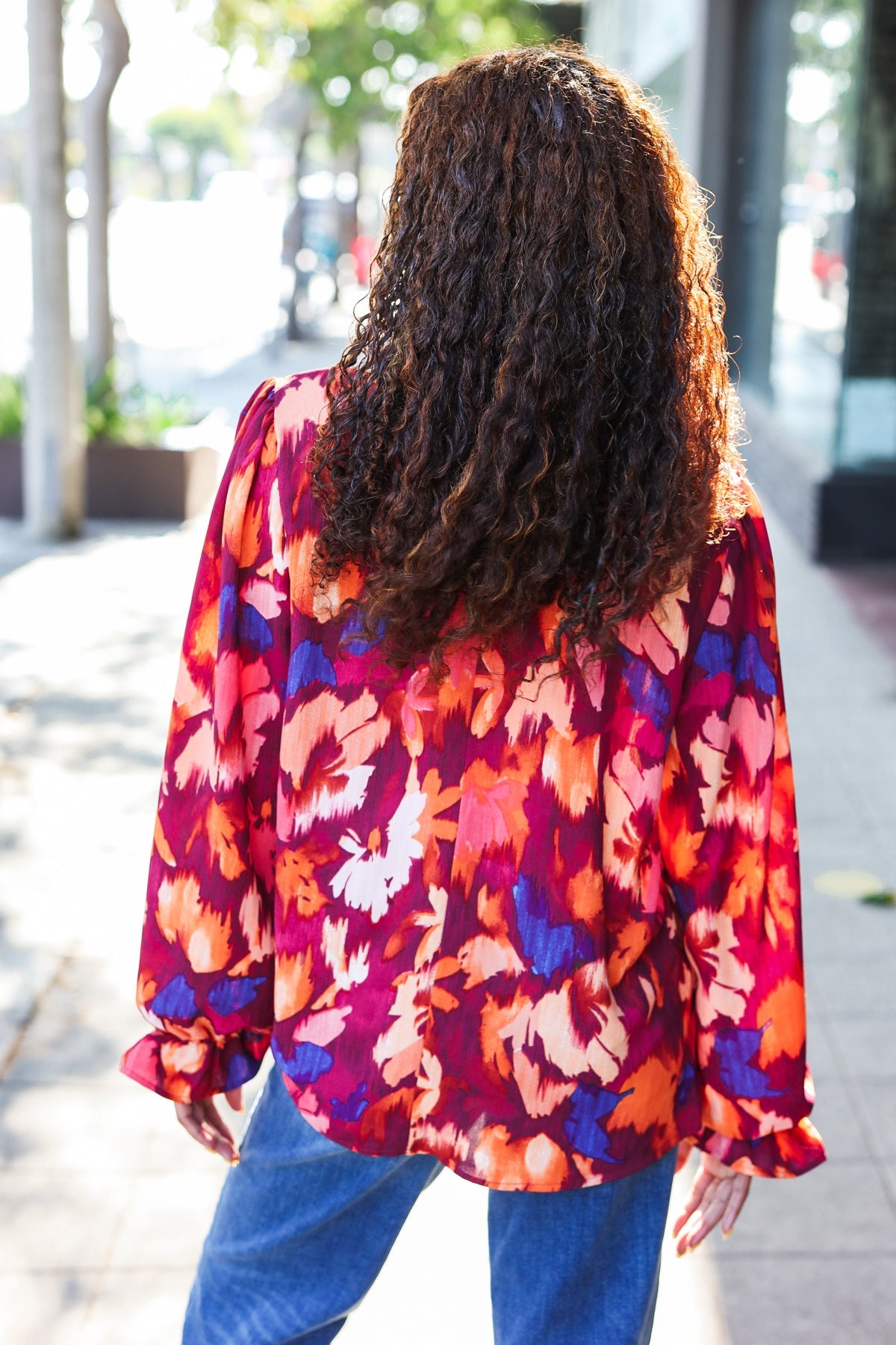 I’d Love To Floral Print Frill Mock Neck Top