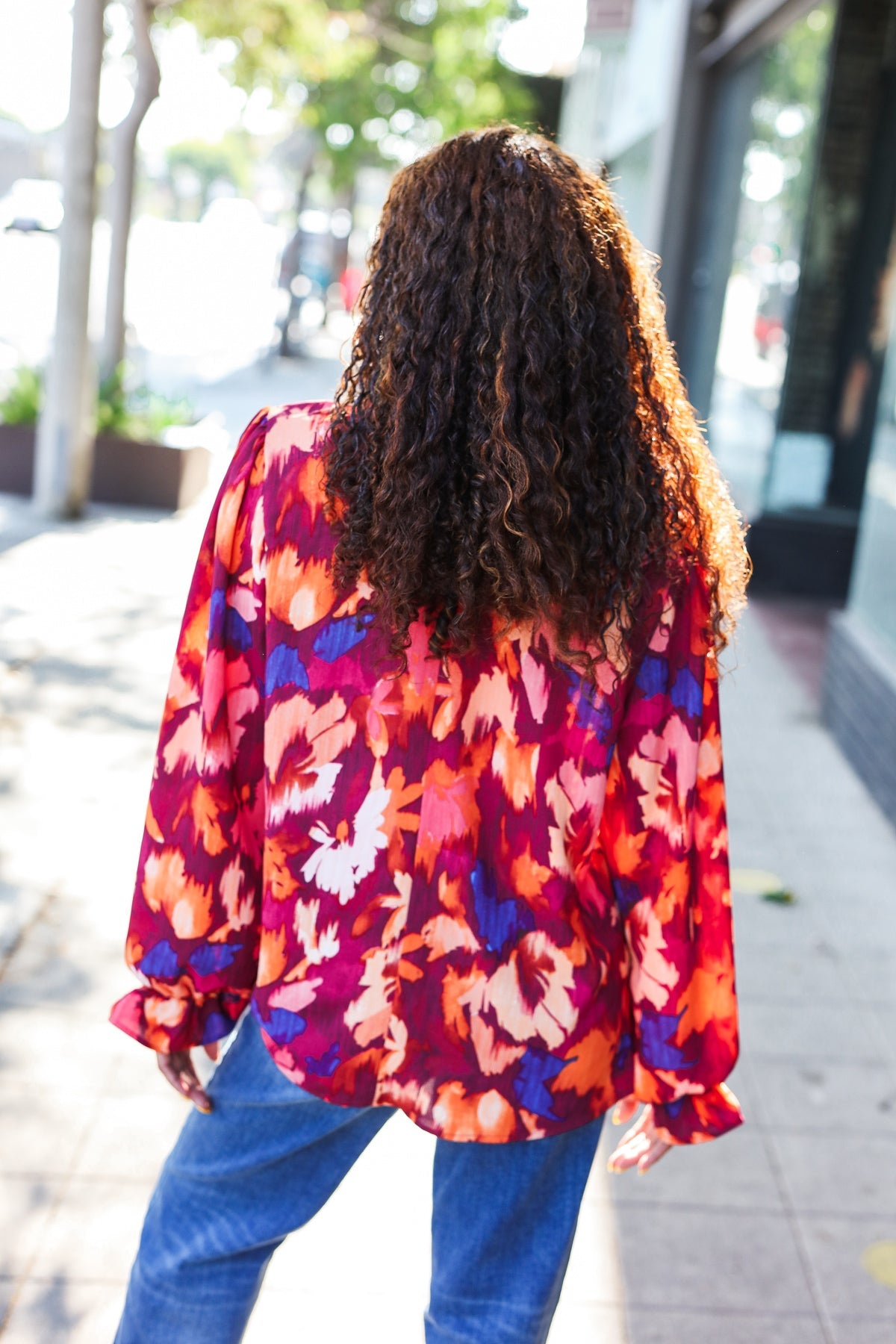 I’d Love To Floral Print Frill Mock Neck Top