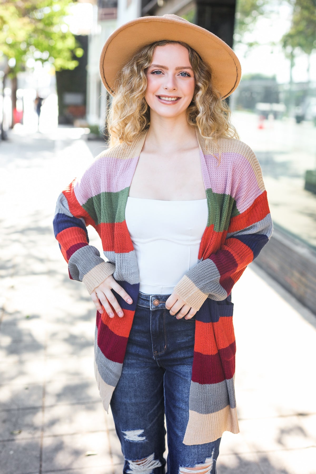 Just A Dream Striped Slouchy Cardigan