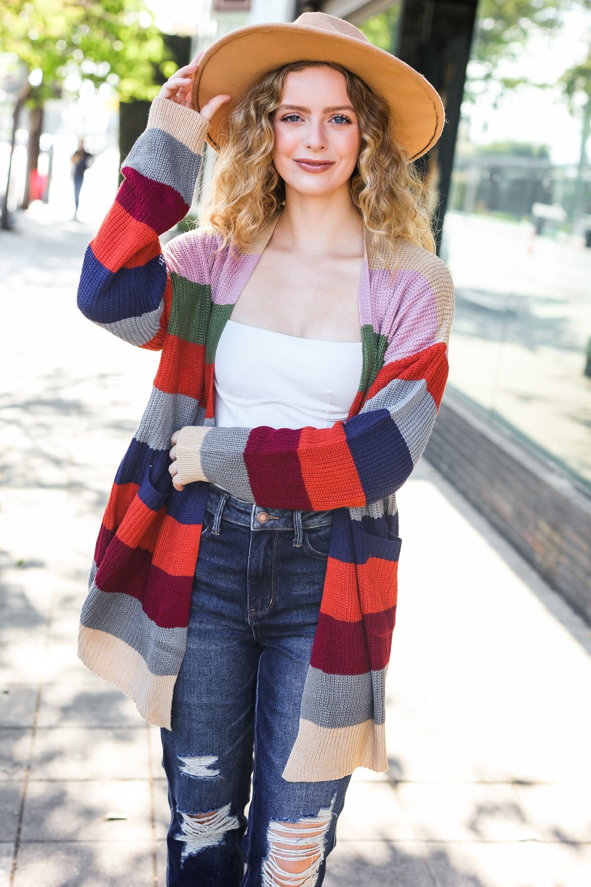 Just A Dream Striped Slouchy Cardigan