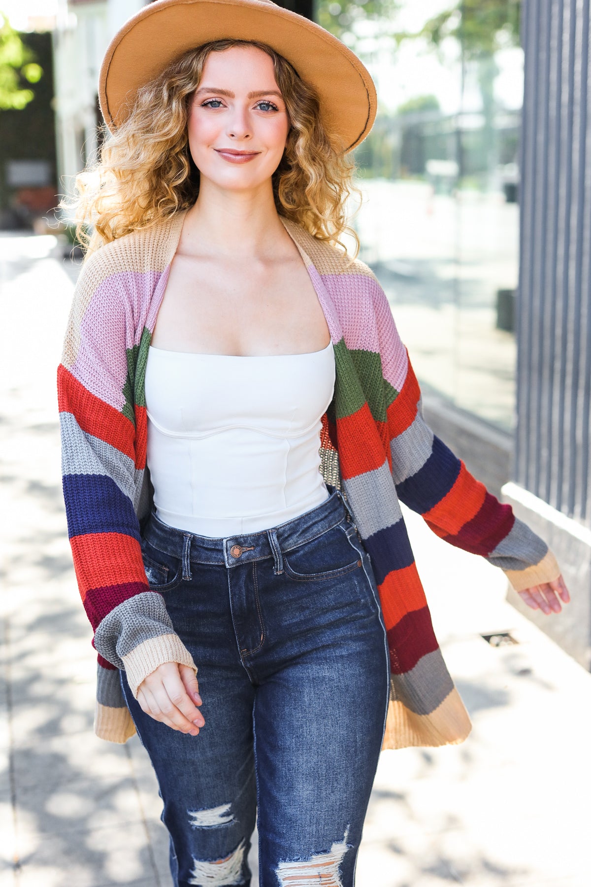 Just A Dream Striped Slouchy Cardigan