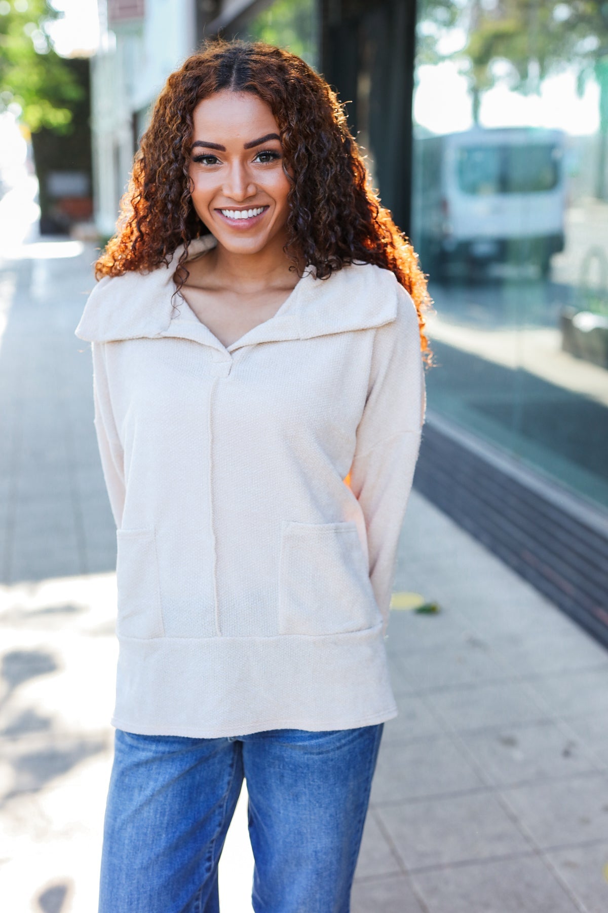 Easy Living Textured Knit Sweater • Oatmeal