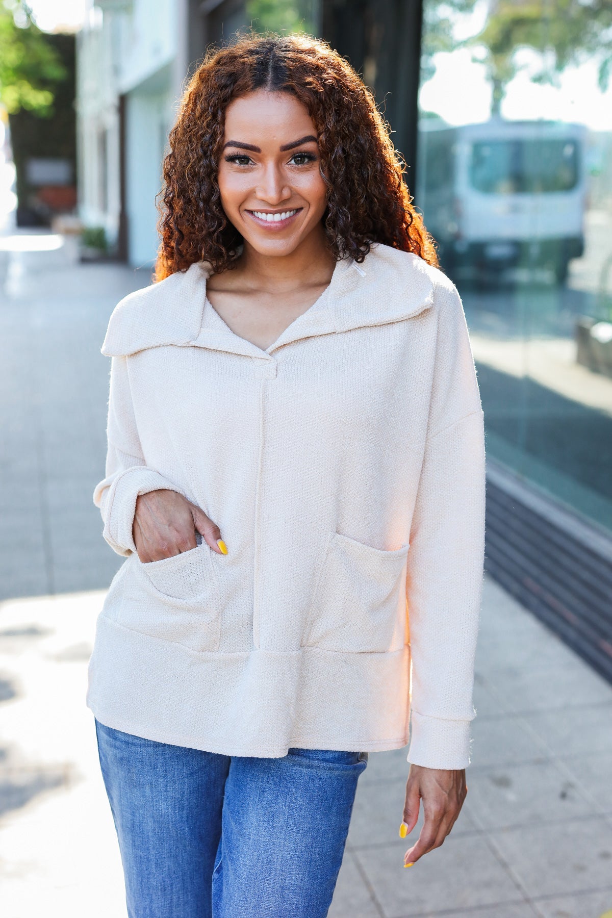 Easy Living Textured Knit Sweater • Oatmeal