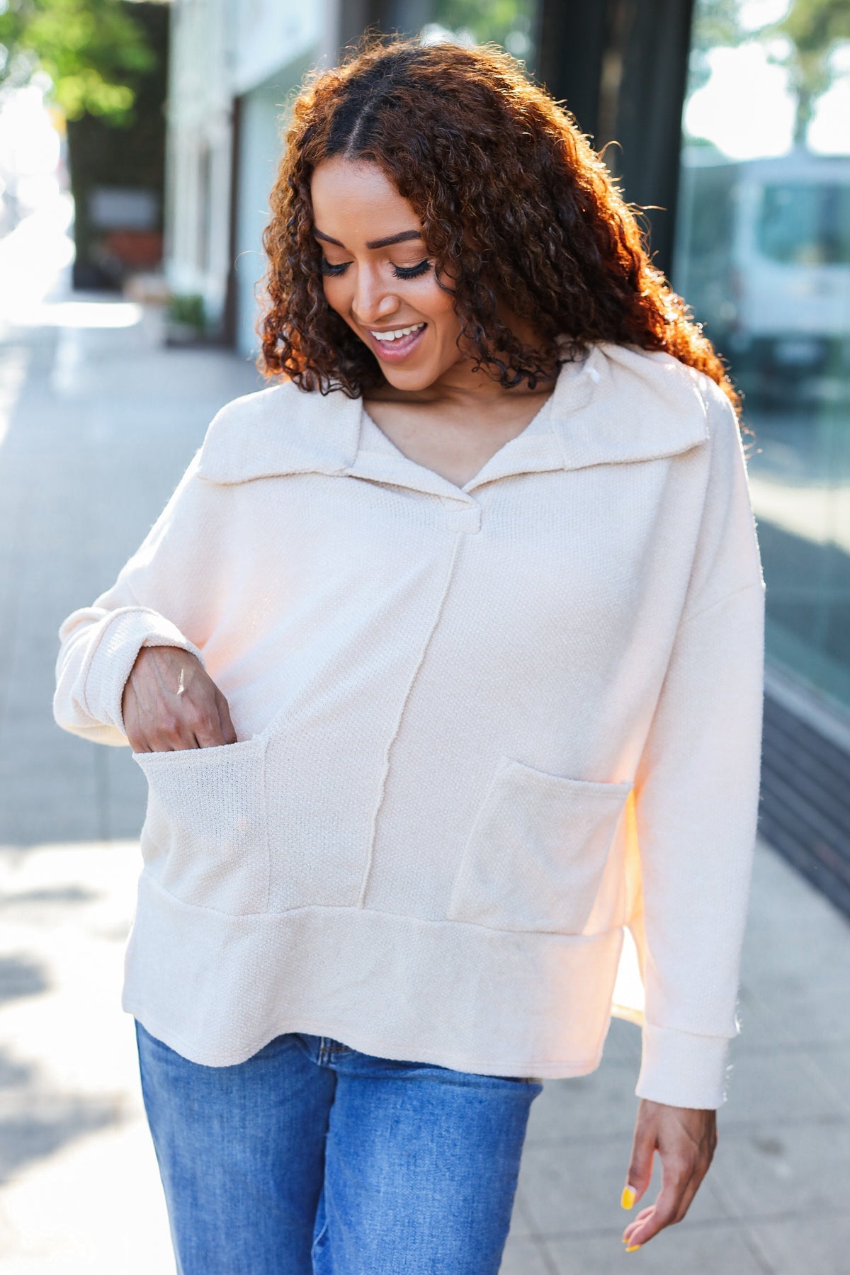 Easy Living Textured Knit Sweater • Oatmeal