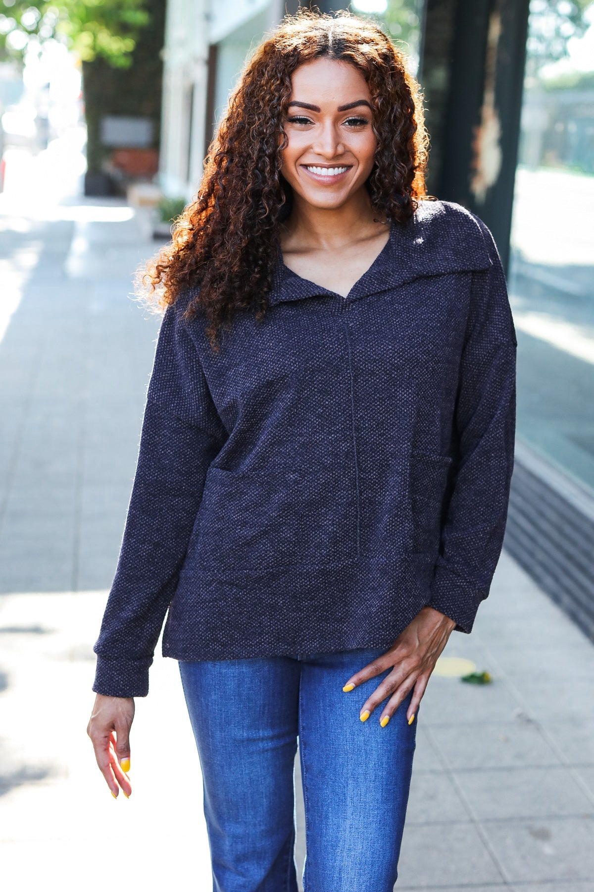 Easy Living Textured Knit Sweater • Charcoal