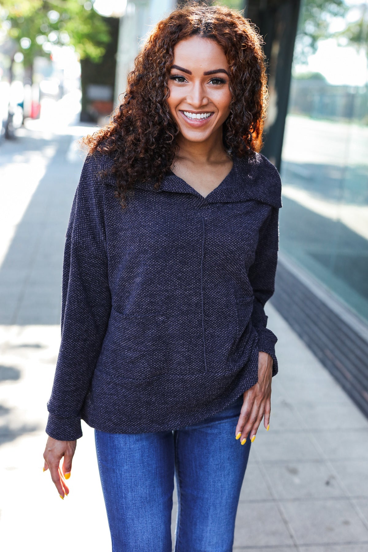 Easy Living Textured Knit Sweater • Charcoal