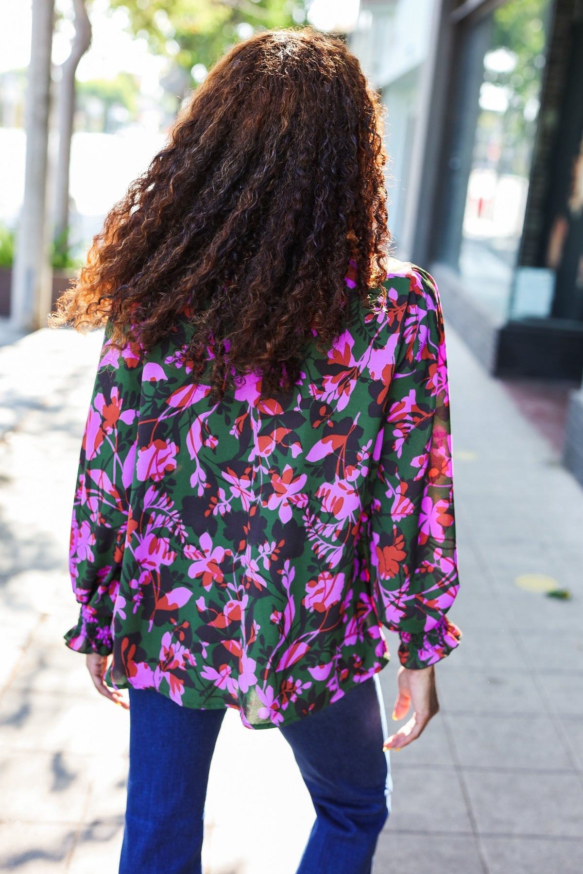 In Her Eyes Floral Smocked Bubble Sleeve Top