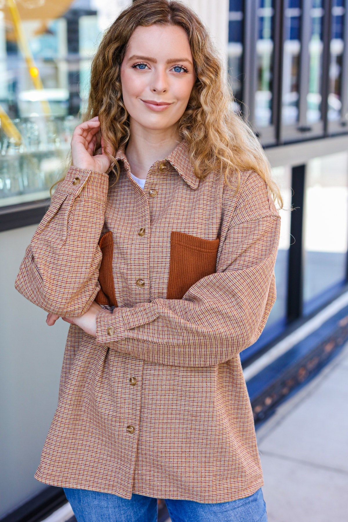 Start You Day Flannel Plaid Shacket • Rust