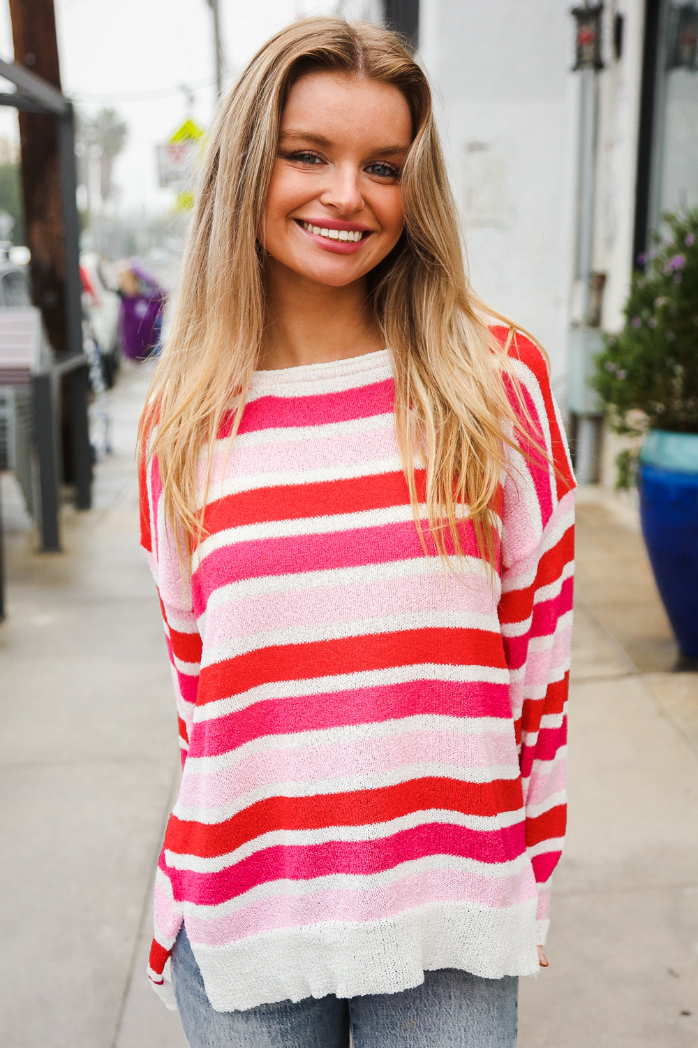 Find Our Way Loose Knit Striped Pullover