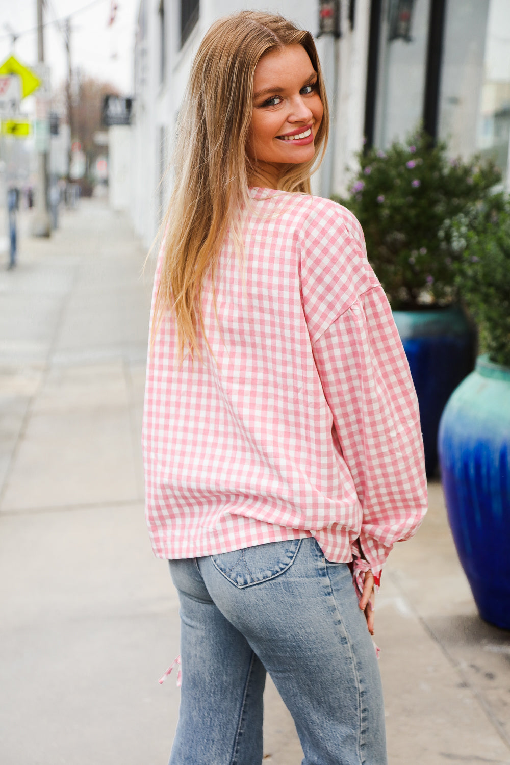 Spell Bound Cotton Ribbon Tie Gingham Pocket Jacket