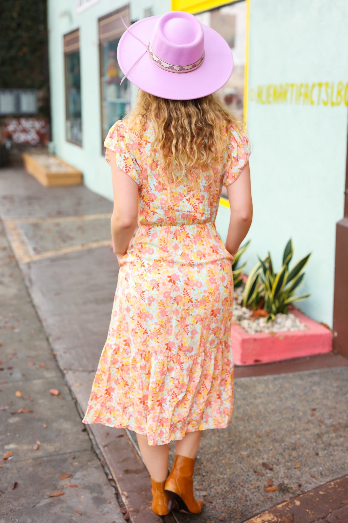 My Time Floral Print Ruffle Midi Dress