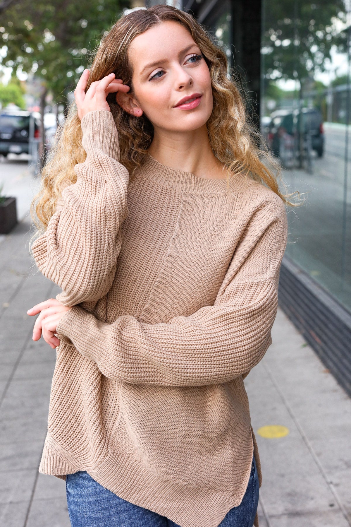 Suddenly Fine Asymmetrical Knit Sweater • Cream