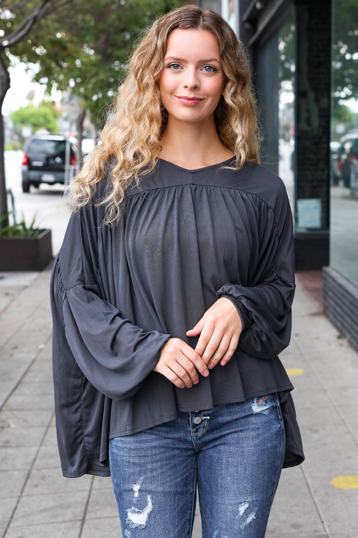 In This Groove Modal Knit Top • Charcoal