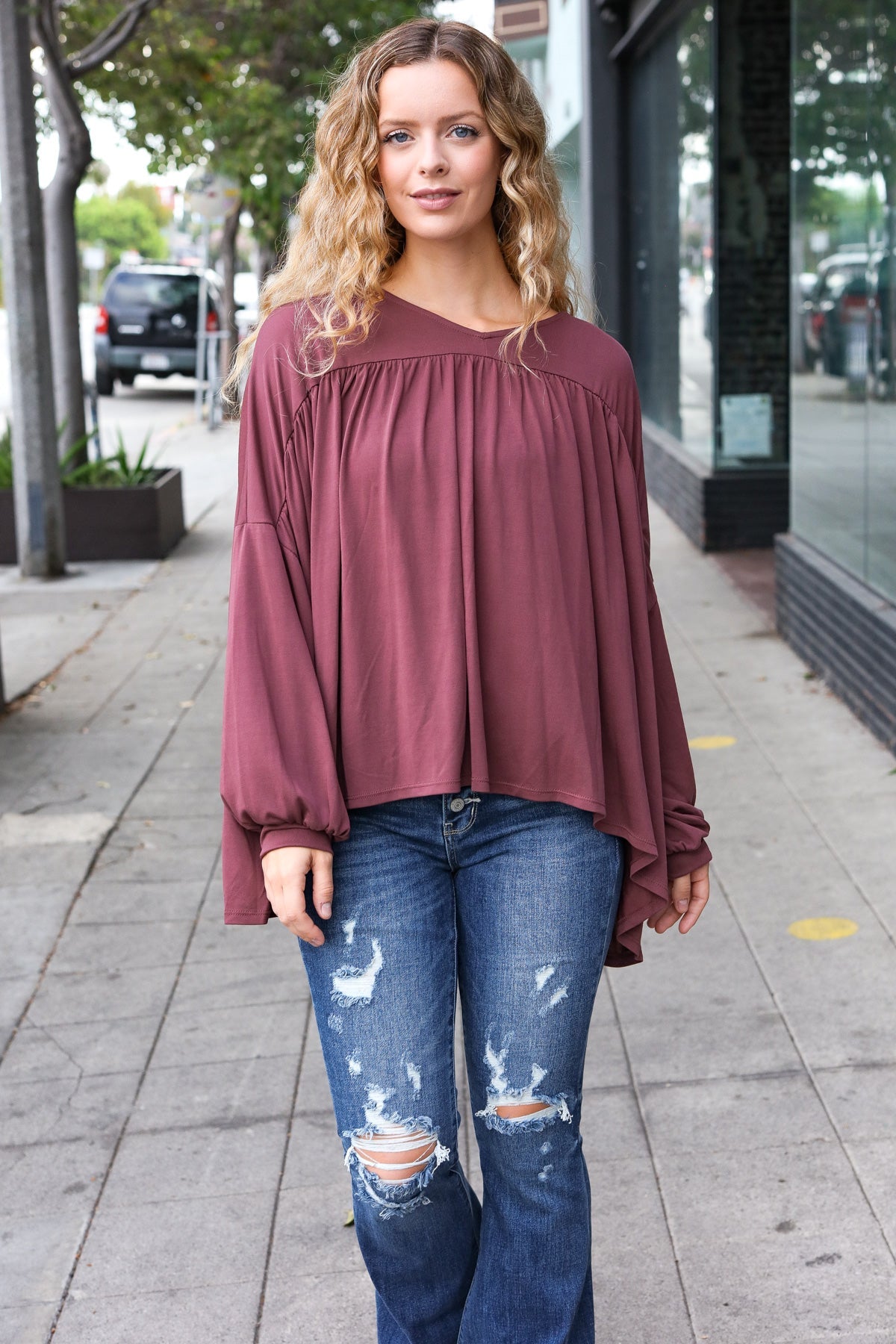 In This Groove Modal Knit Top • Wine