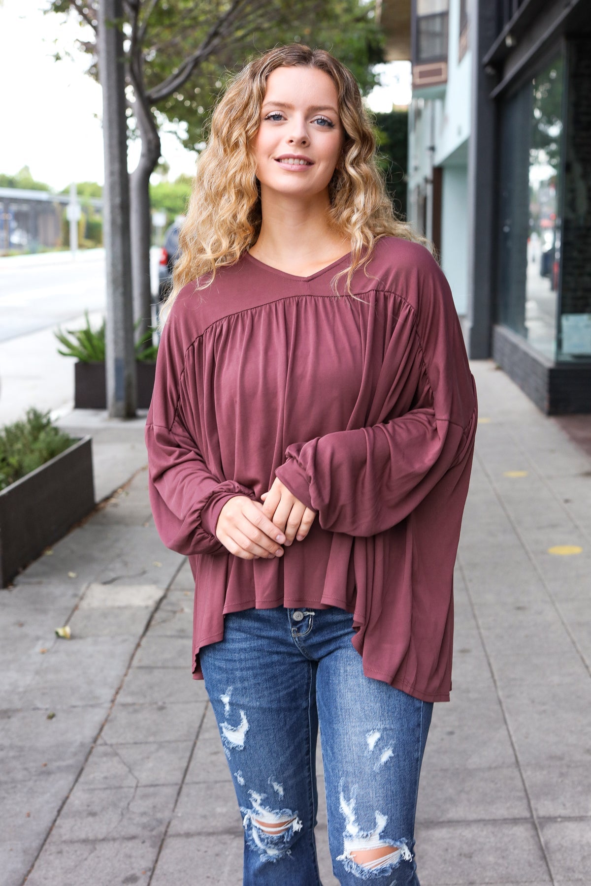 In This Groove Modal Knit Top • Wine