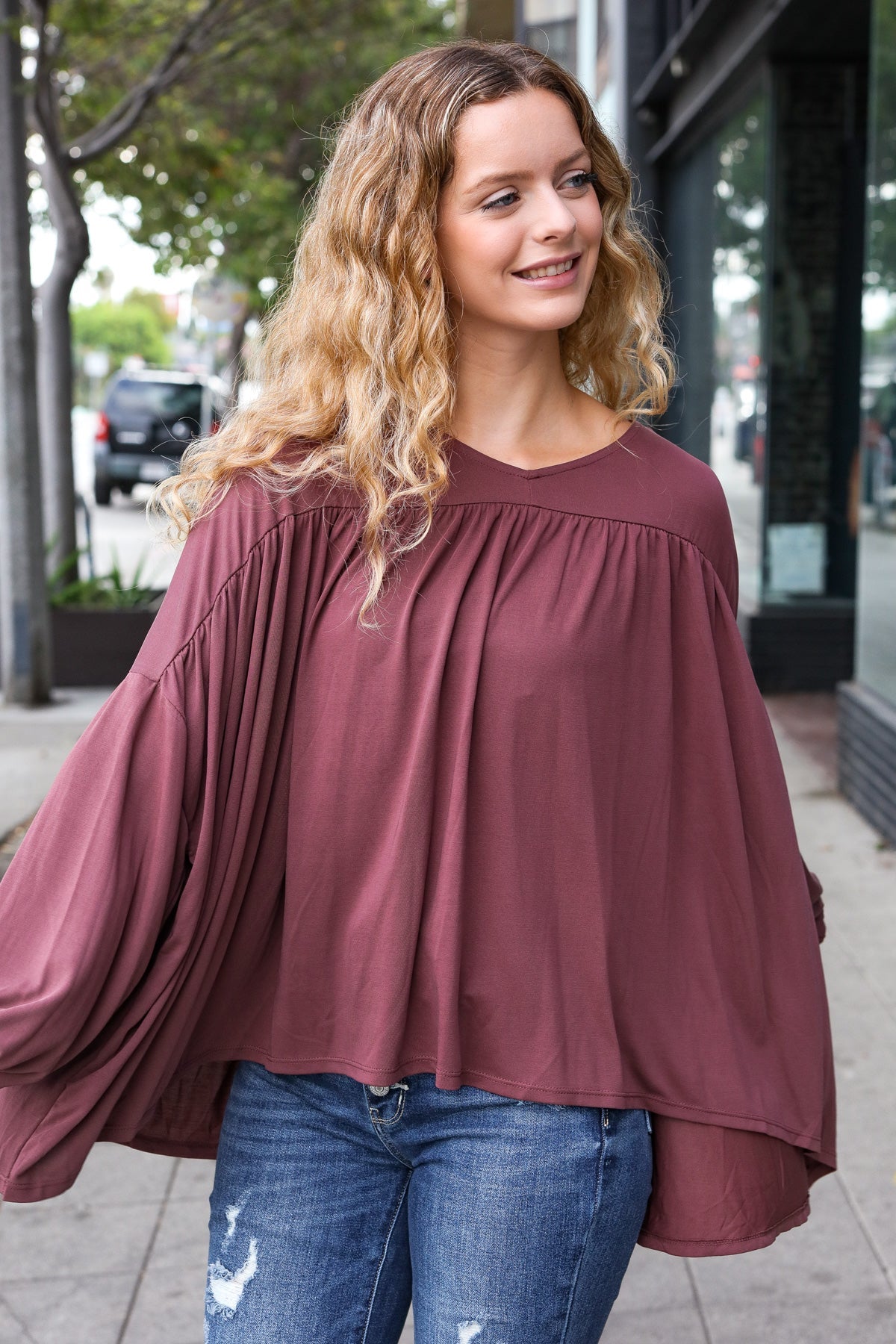 In This Groove Modal Knit Top • Wine