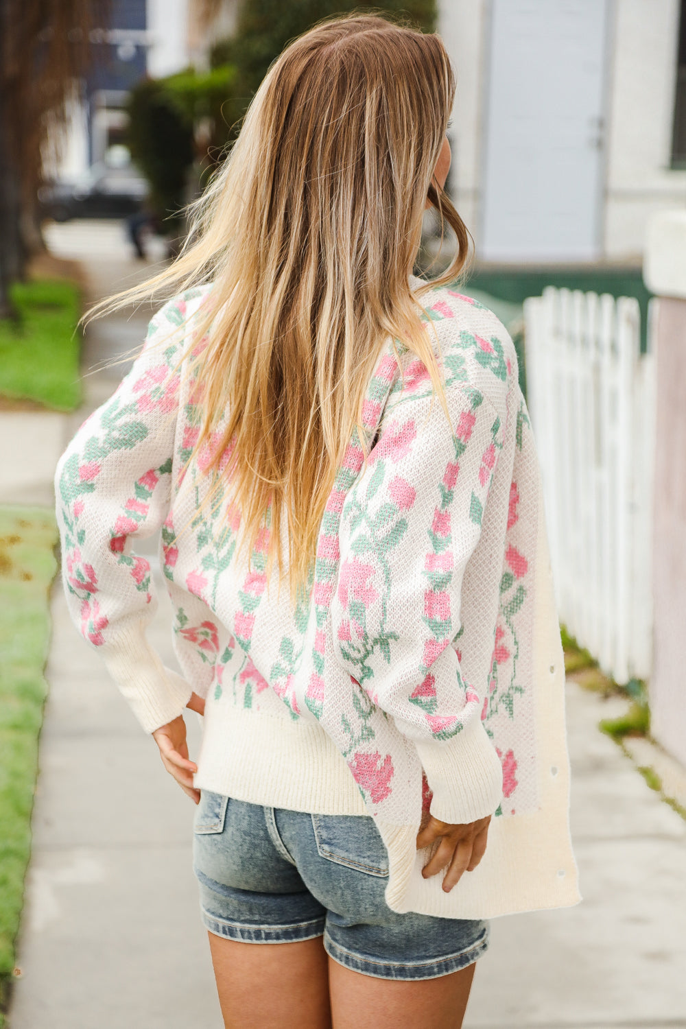 Don’t Wanna Go Jacquard Floral Button Down Cardigan