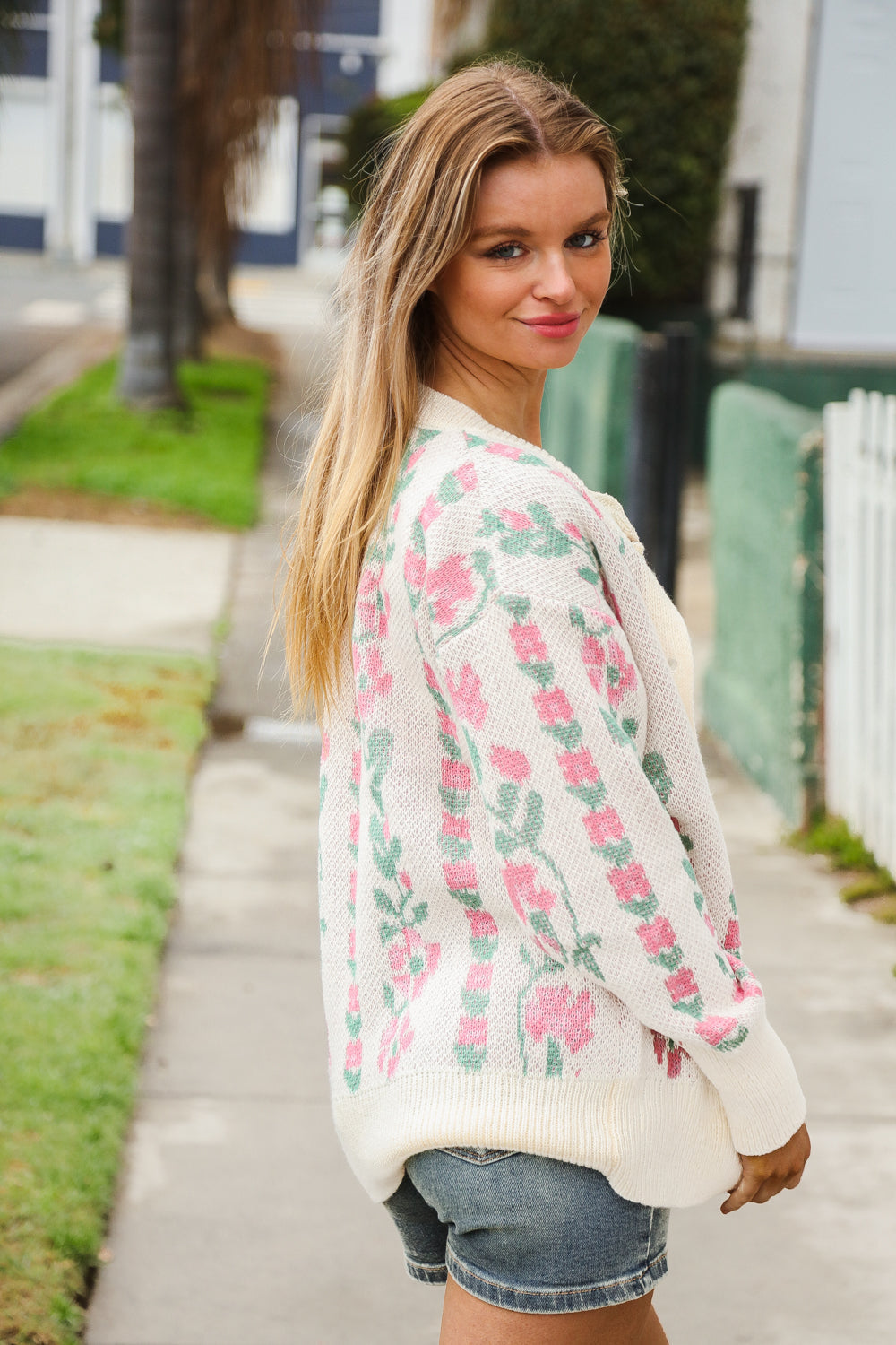 Don’t Wanna Go Jacquard Floral Button Down Cardigan