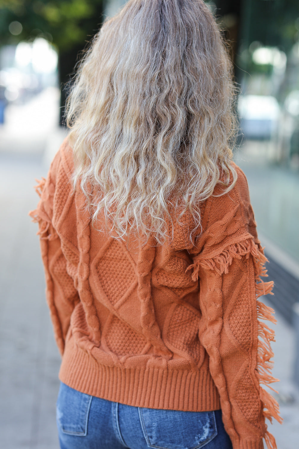 Joyful Days Cable Knit Tassel Fringe Sweater