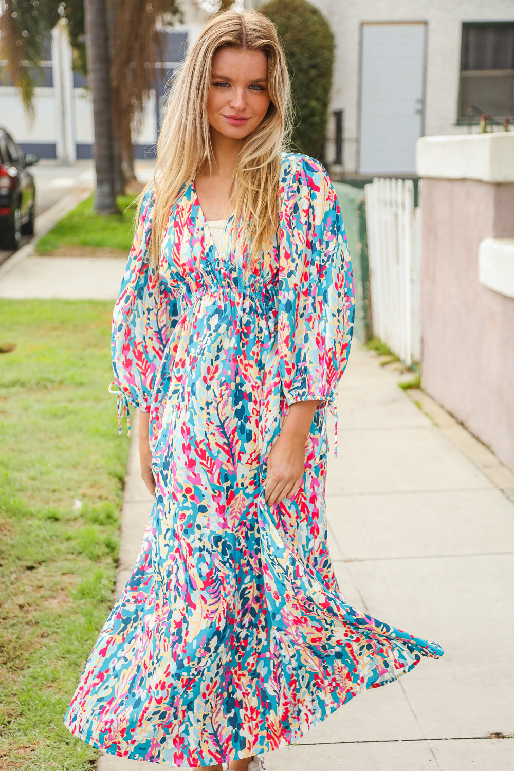 I’ll Be There Vintage Floral Print Midi Dress