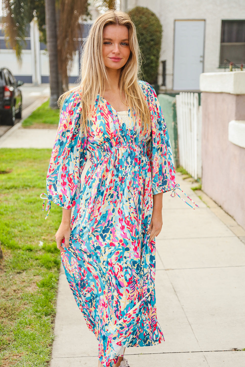 I’ll Be There Vintage Floral Print Midi Dress