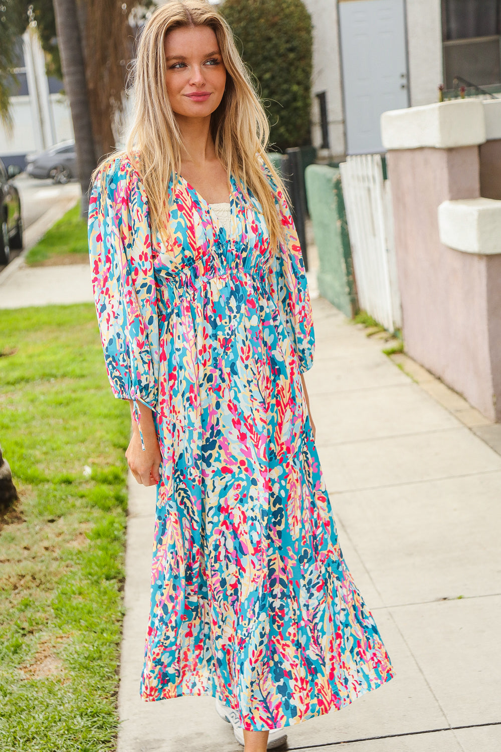 I’ll Be There Vintage Floral Print Midi Dress