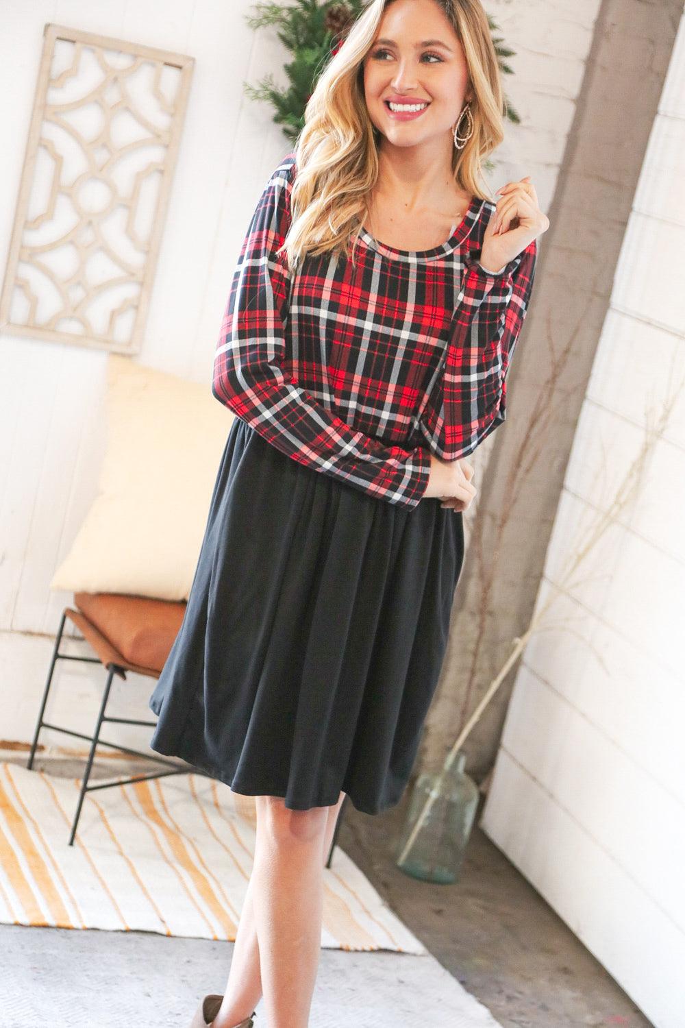 About You Plaid Hacci Babydoll Swing Dress - Atomic Wildflower