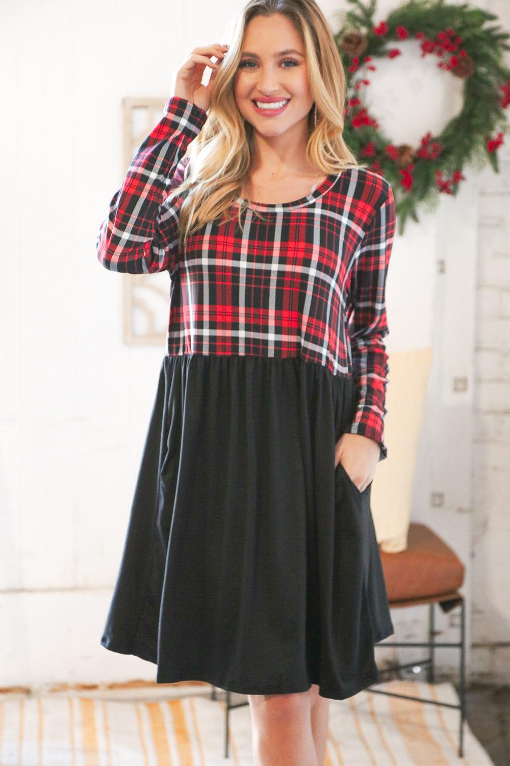 About You Plaid Hacci Babydoll Swing Dress - Atomic Wildflower