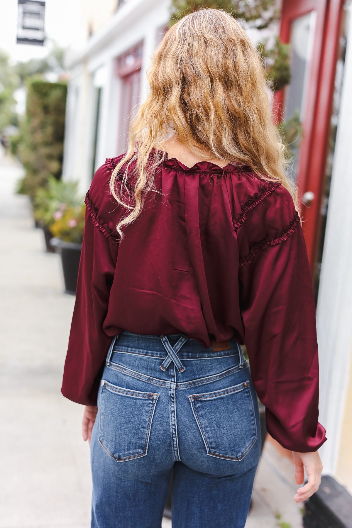 Mind Made Up Frill Detail Satin Top