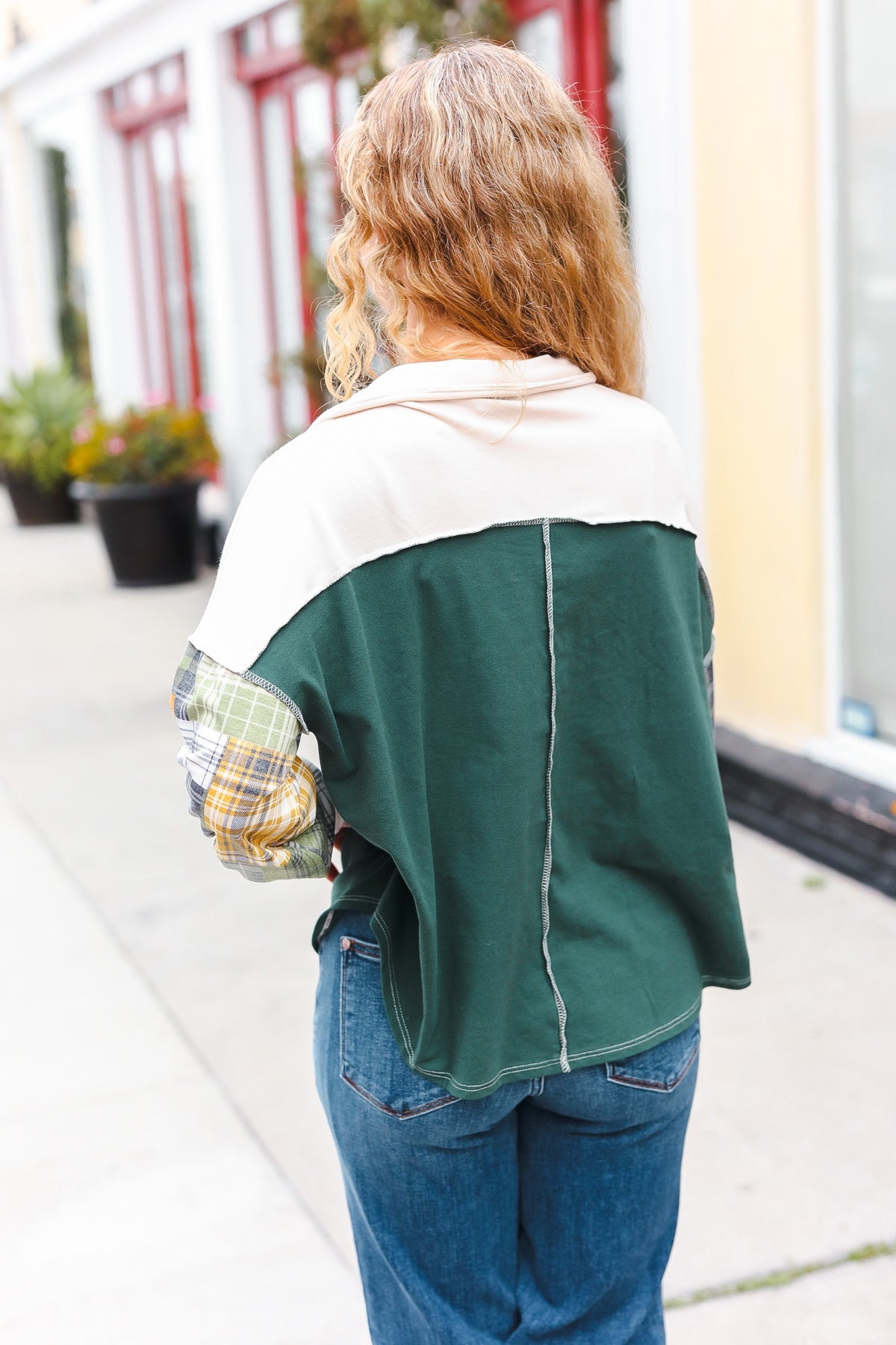 Let You Know Plaid Color Block Top