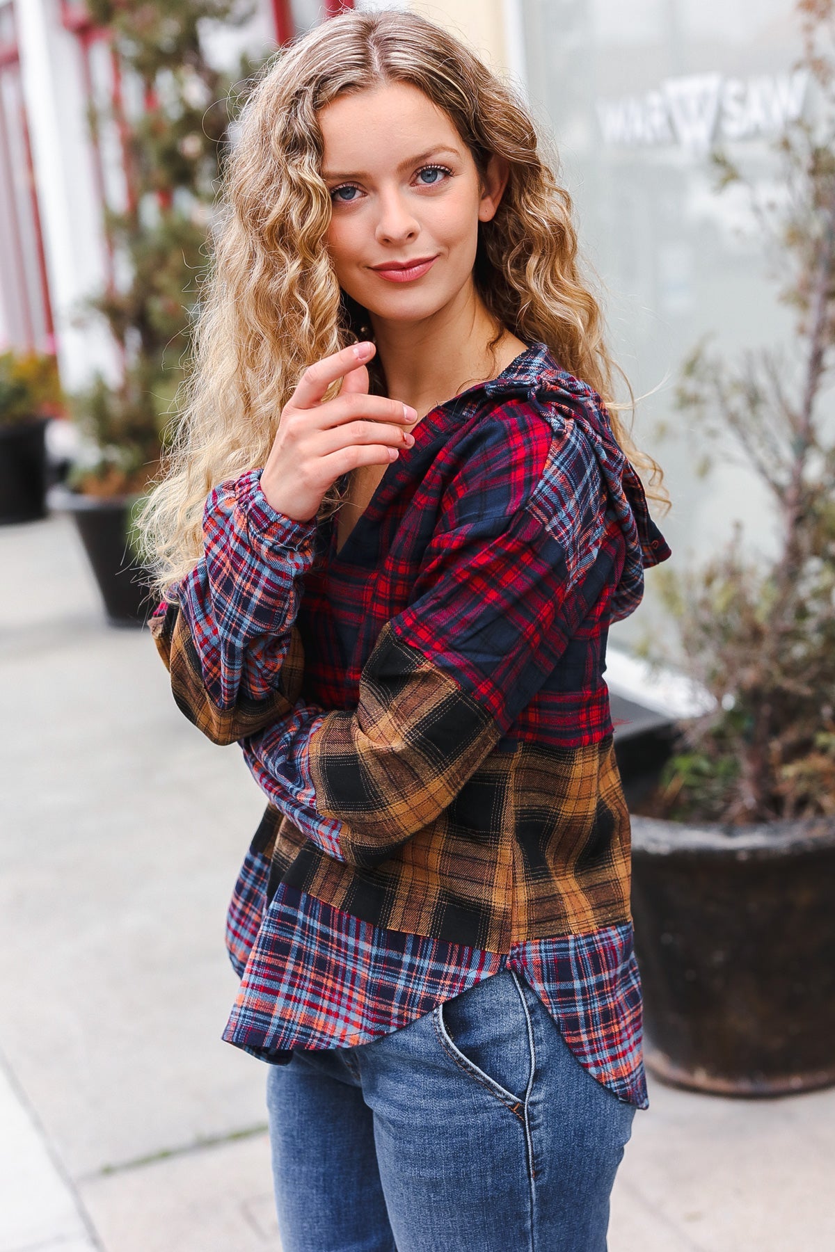 Fall Into You Plaid Flannel Hoodie