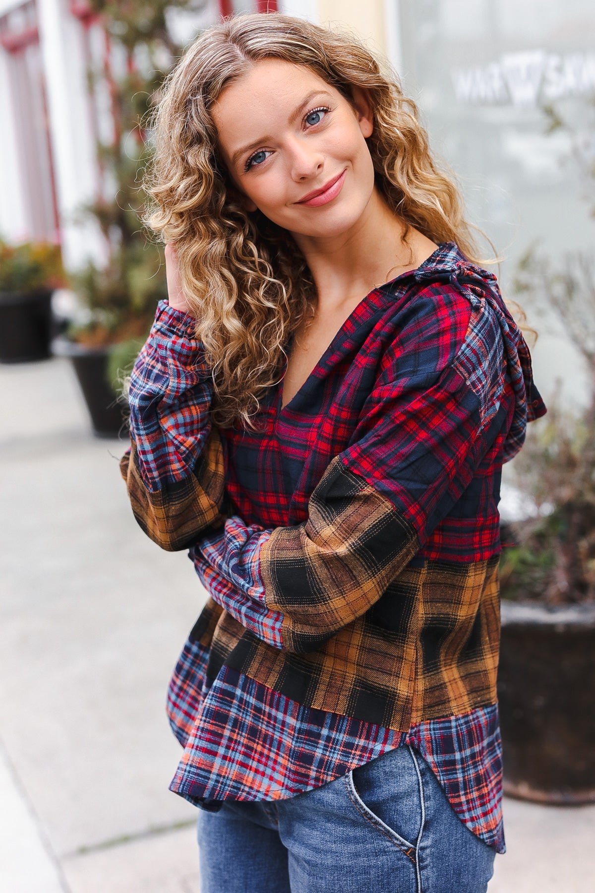 Fall Into You Plaid Flannel Hoodie