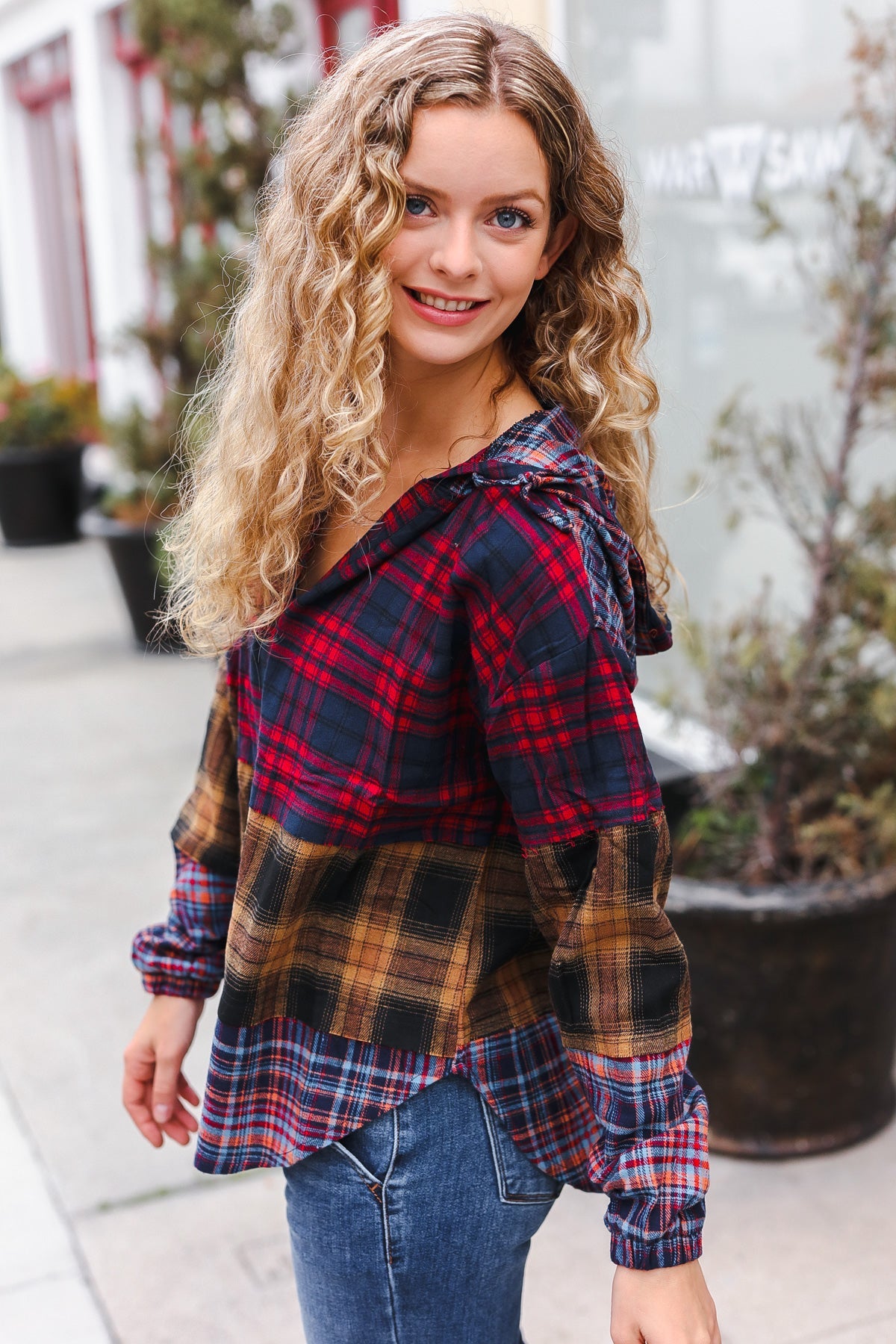 Fall Into You Plaid Flannel Hoodie