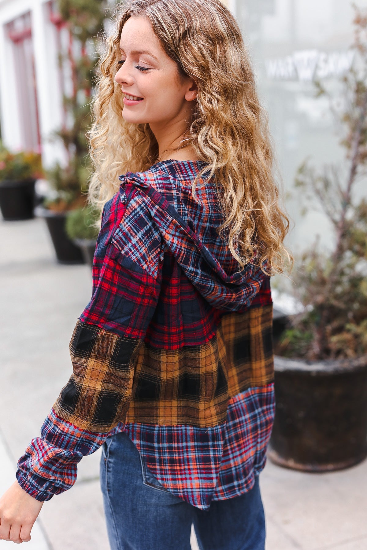 Fall Into You Plaid Flannel Hoodie