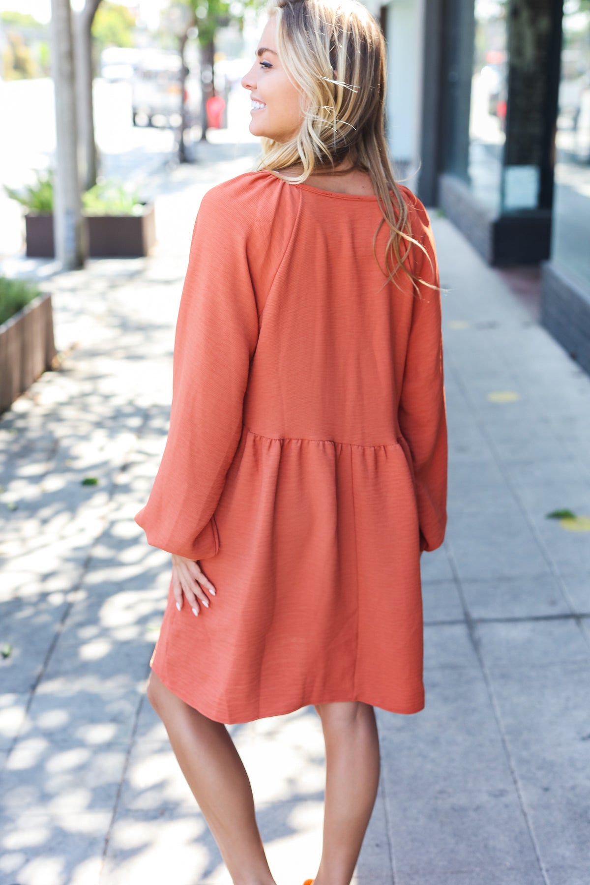 Say You Will Woven Babydoll Dress • Terracotta