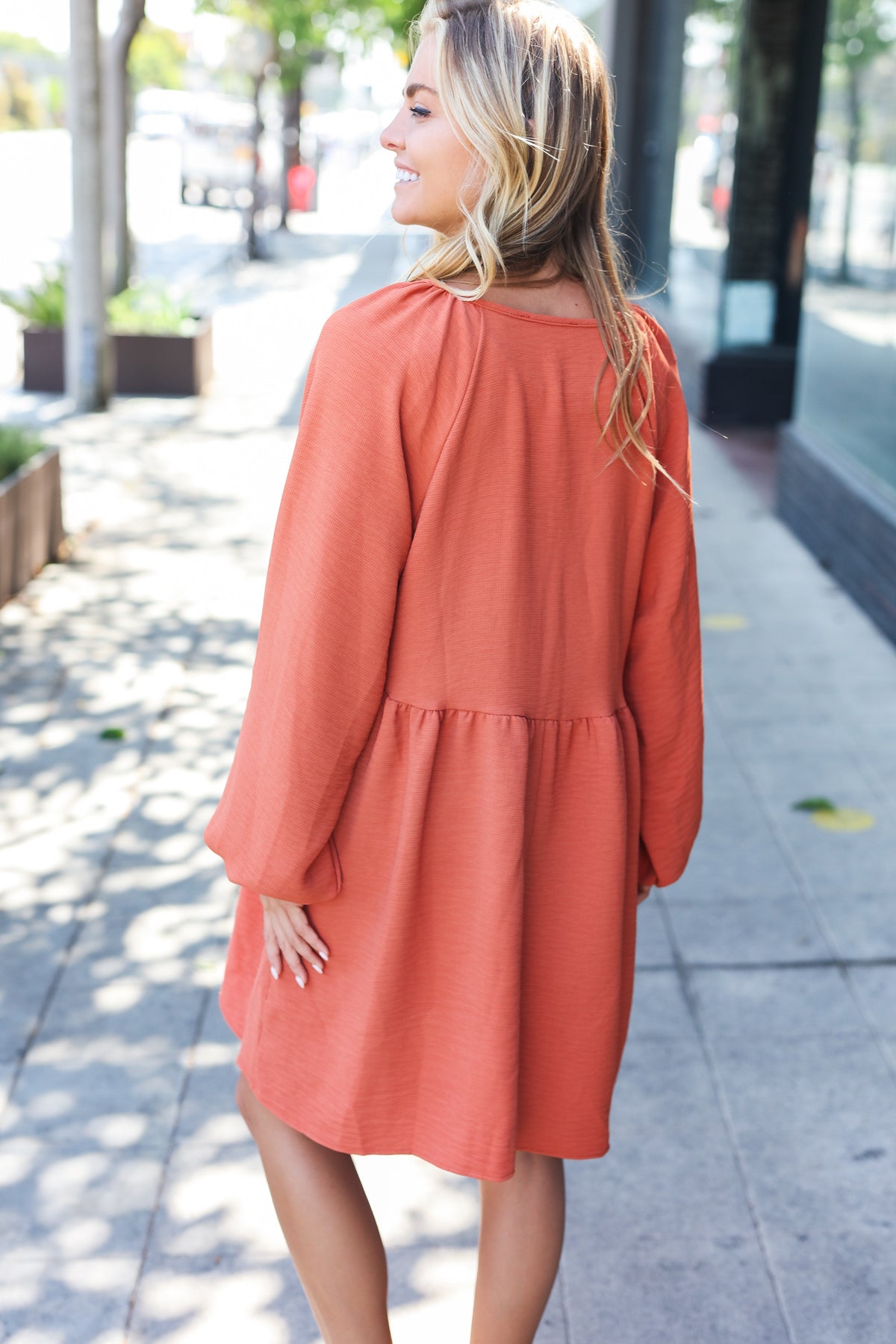 Say You Will Woven Babydoll Dress • Terracotta