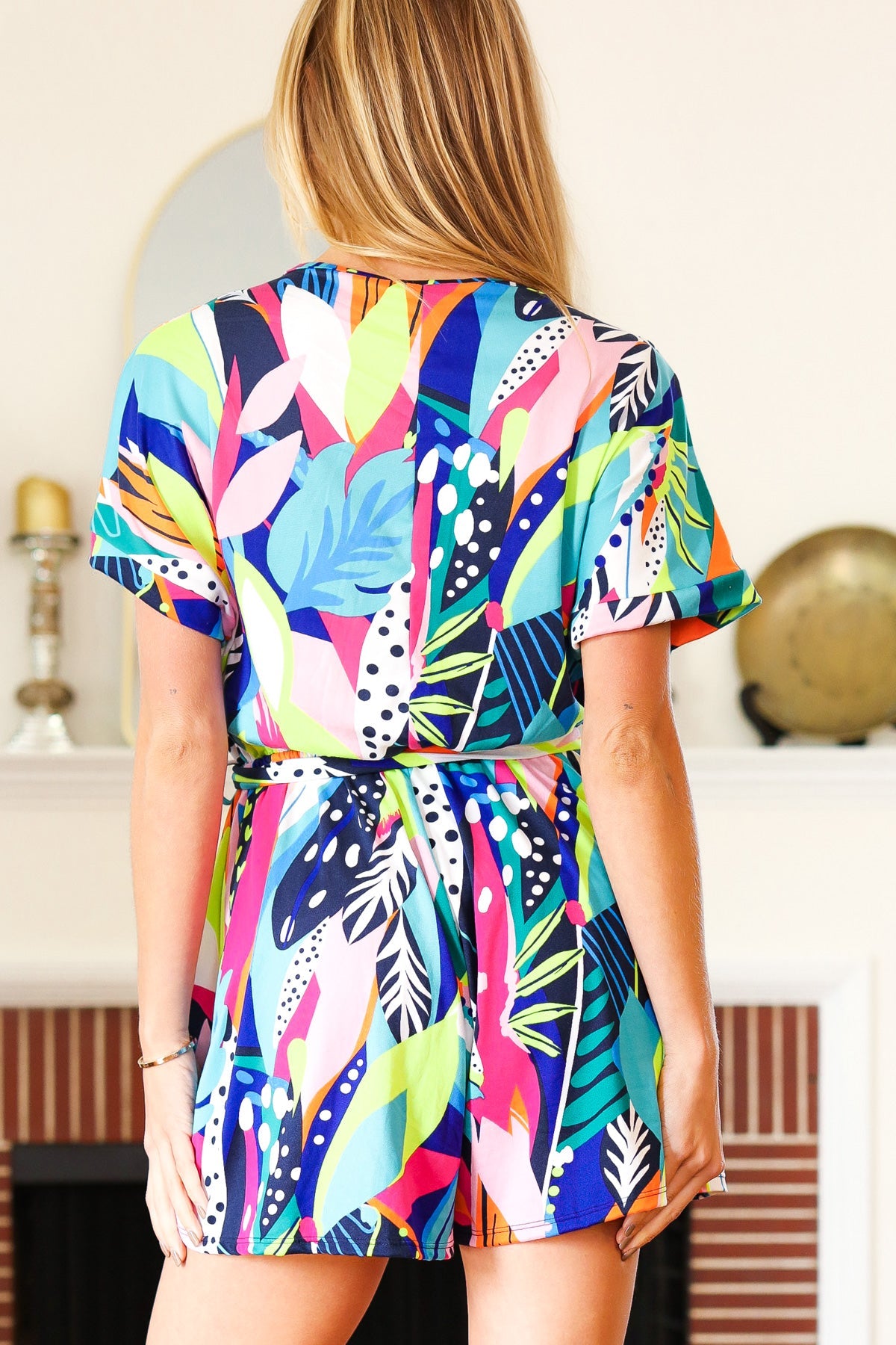 Make It Tropical Surplice Tie Waist Romper