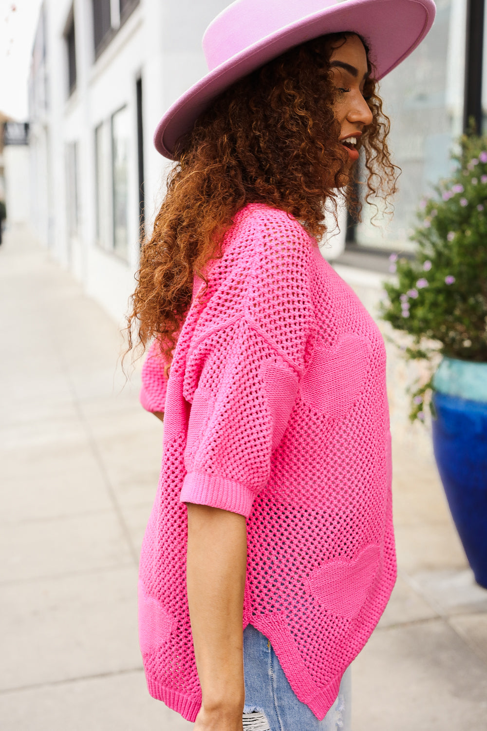 Can't Look Away Heart Netted Crochet Sweater Top