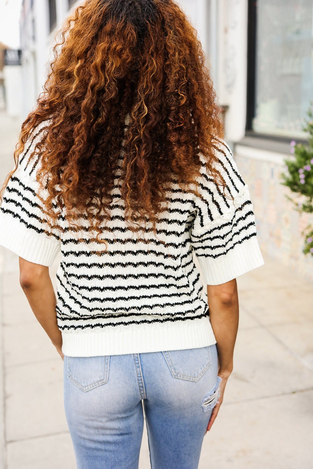 There It Is Wavy Stripe Pattern Sweater Top