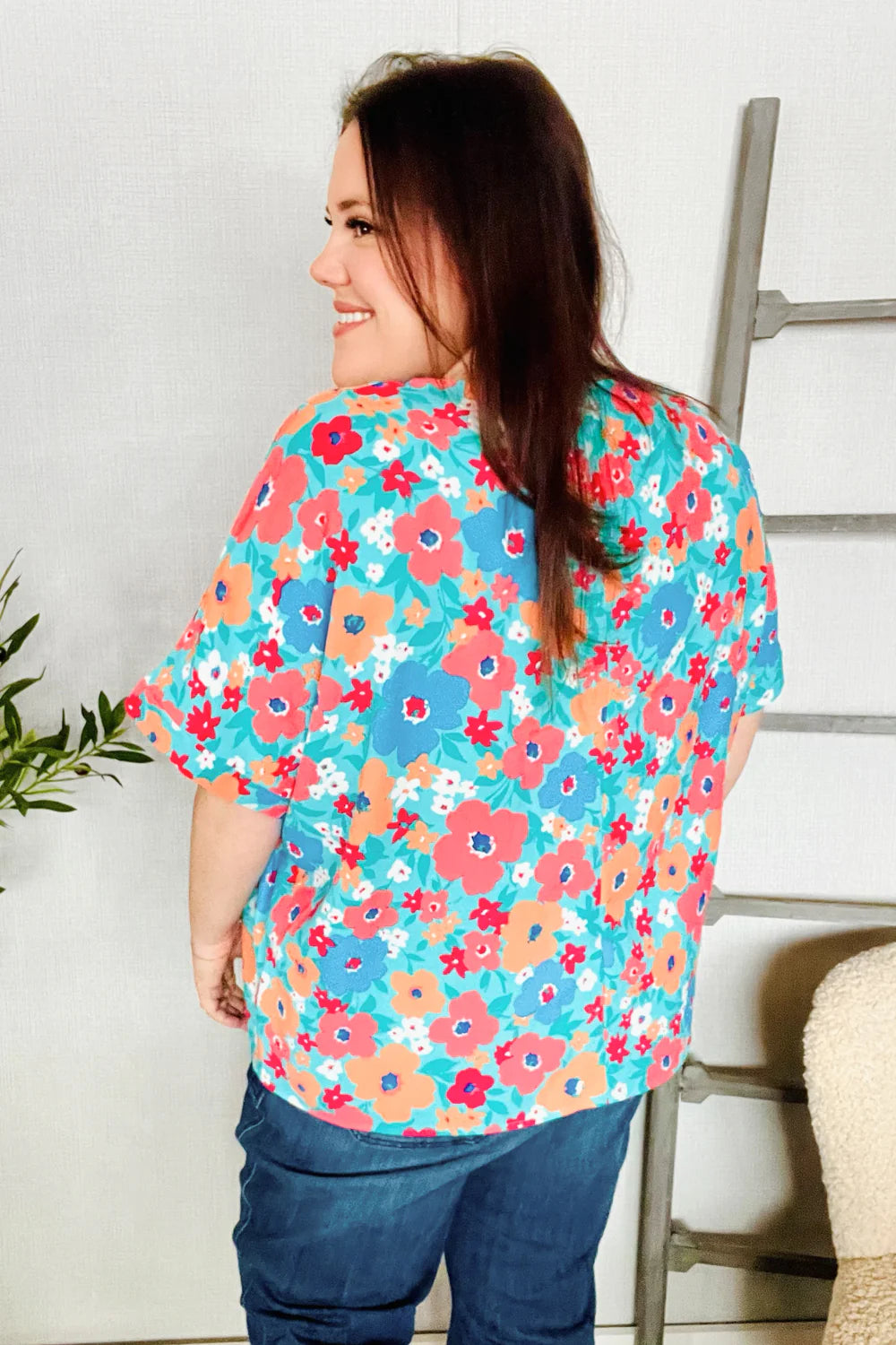 Under Your Spell Floral V Neck Dolman Top