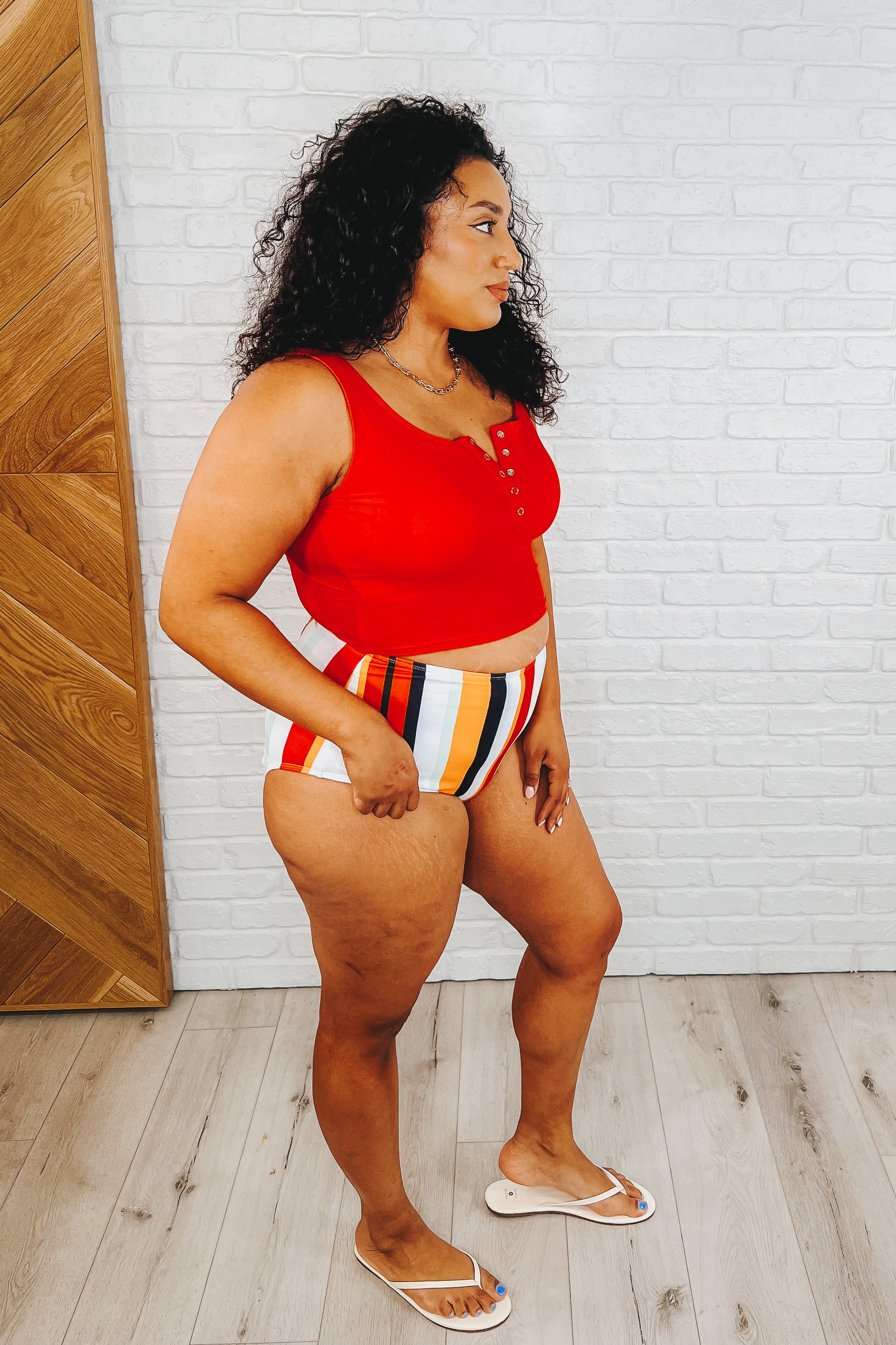 Bermuda Snap Up Swim Top • Red