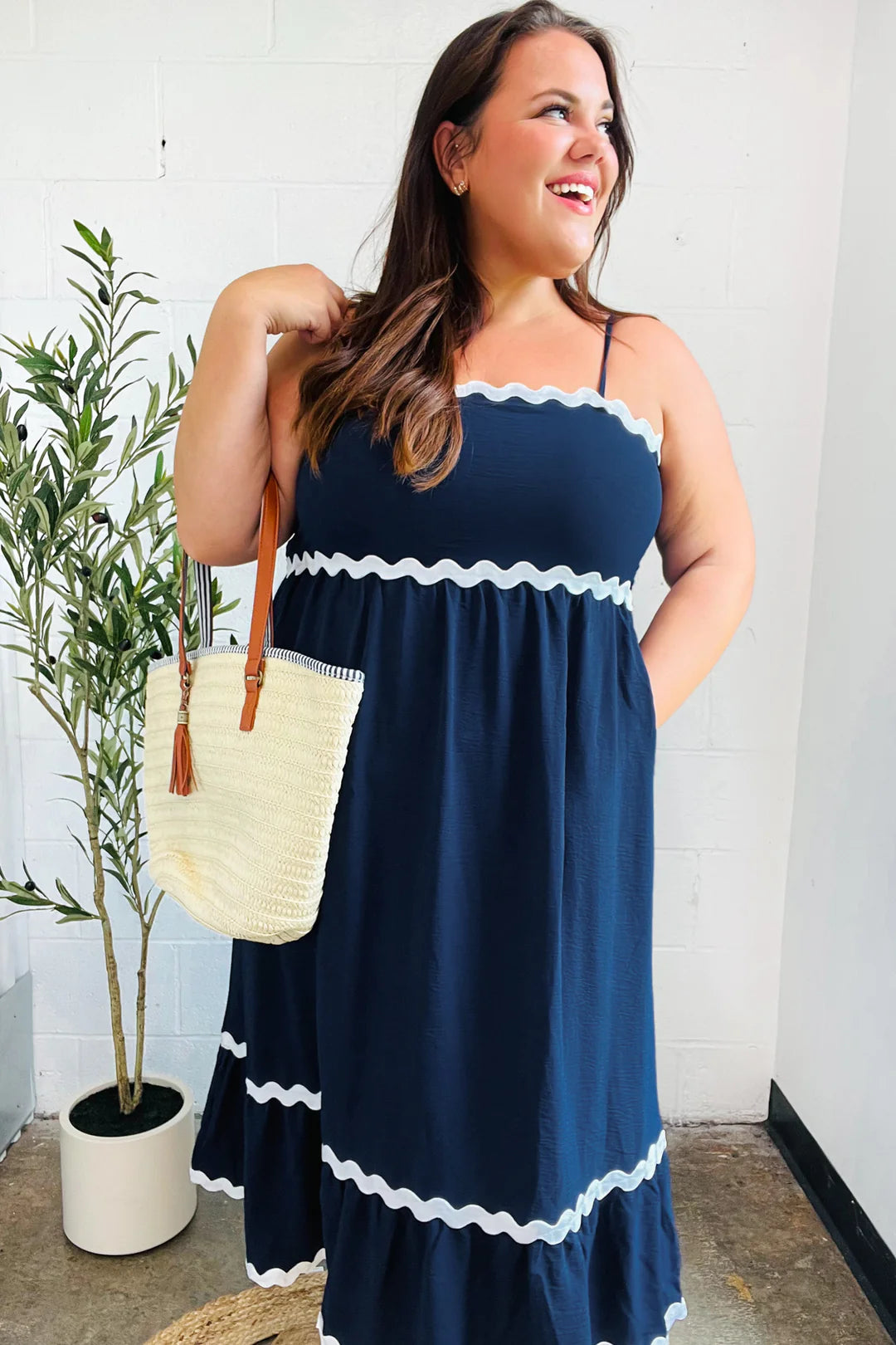 Bold & Sassy Ric Rac Trim Maxi Dress