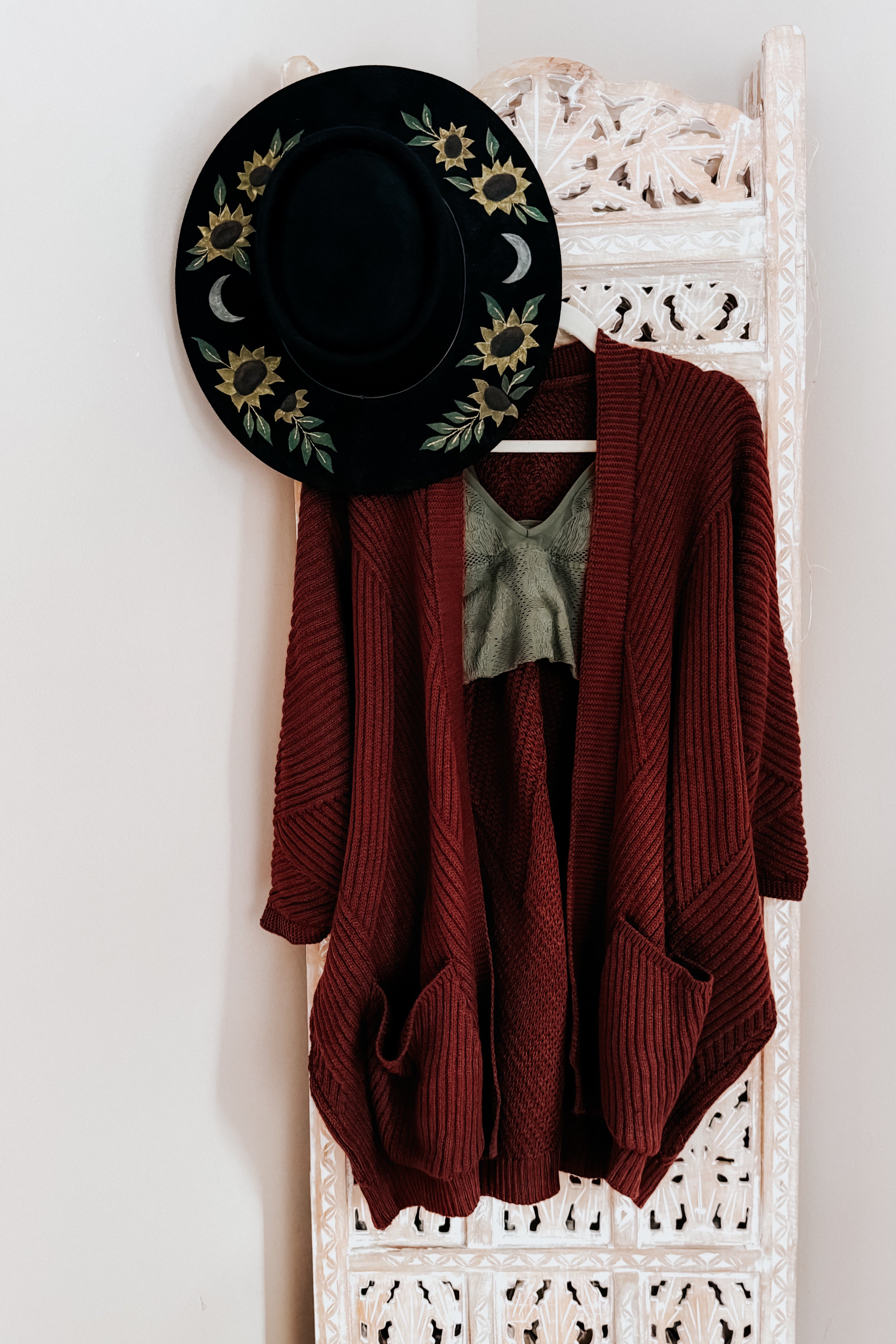 Maude Ribbed Knit Cardigan • Wine