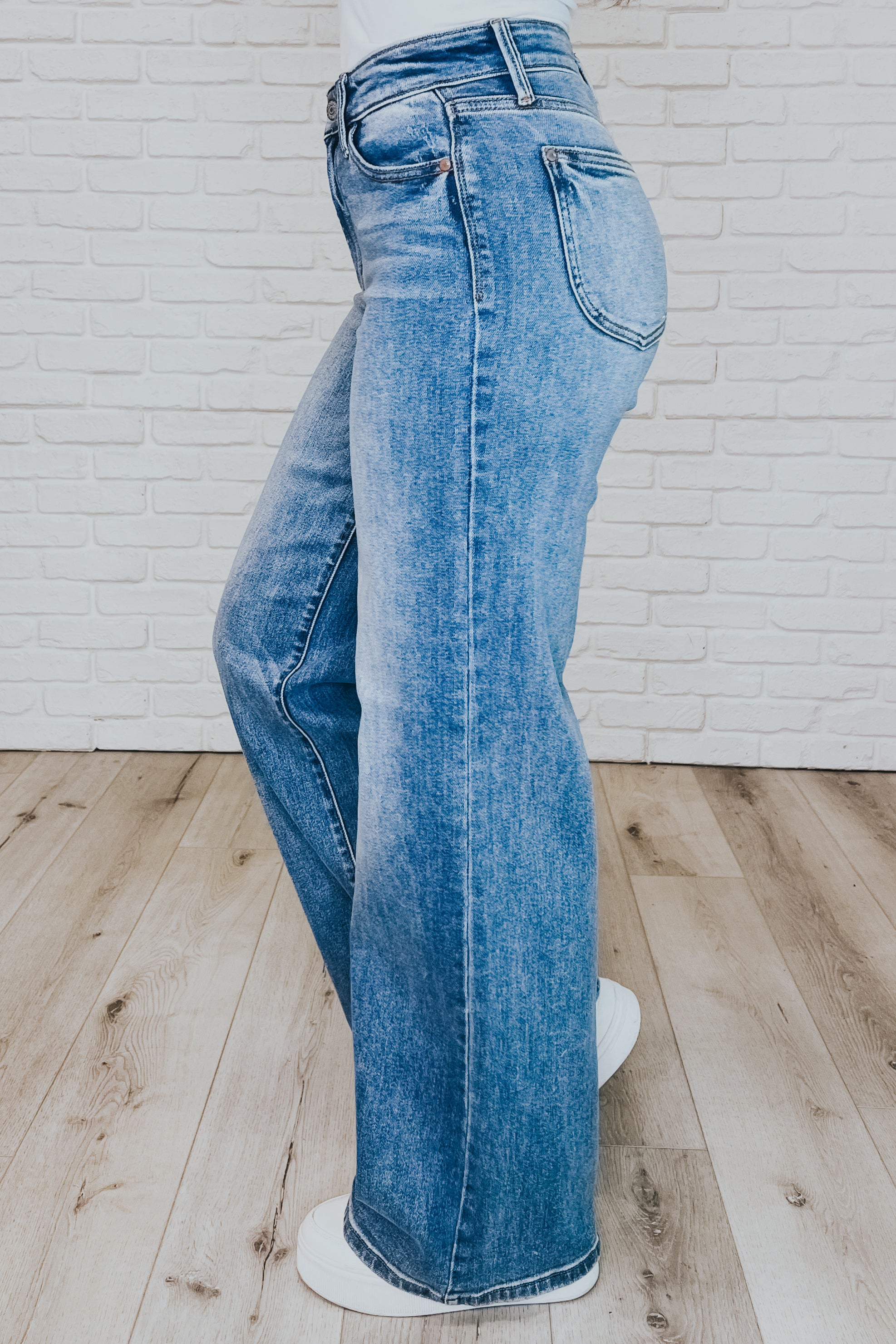 Karis High Rise Vintage Wash Retro Wide Leg