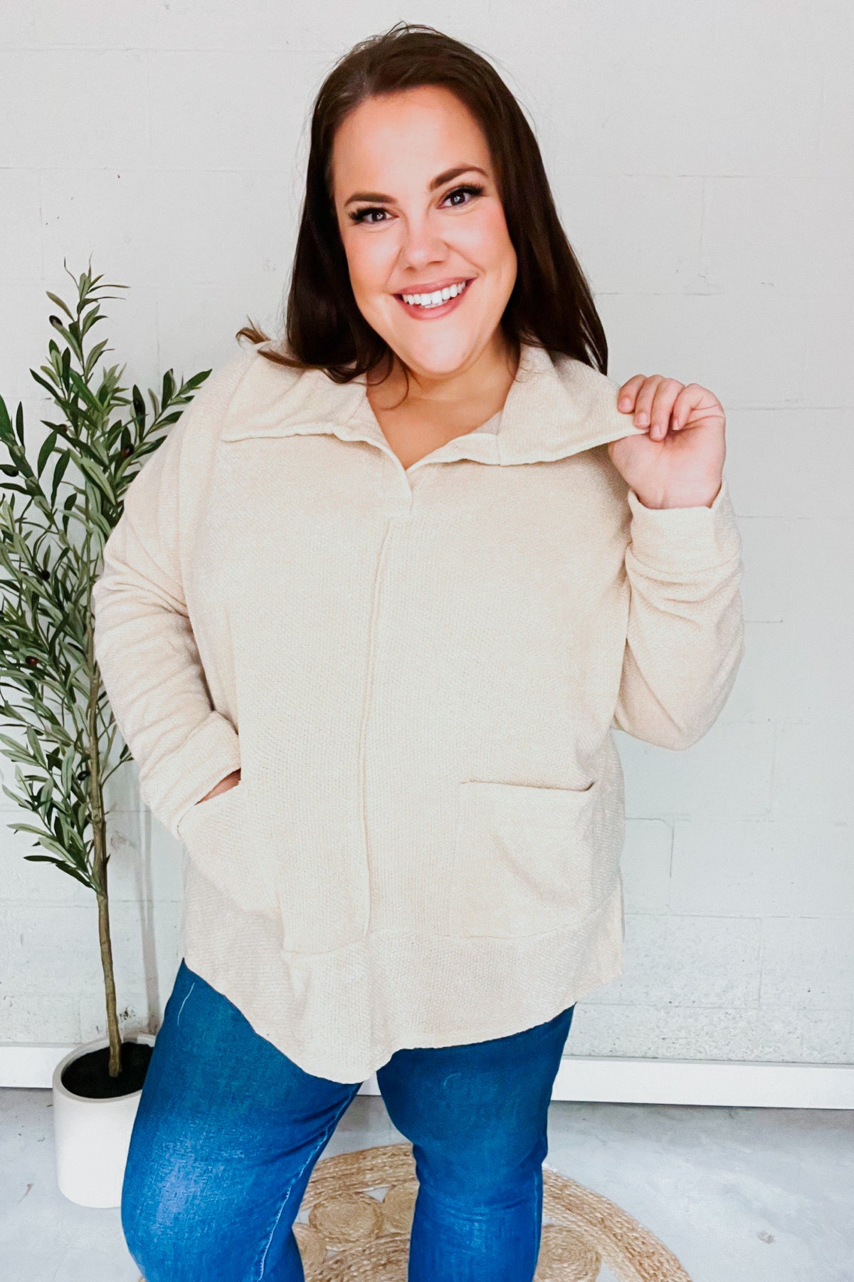 Easy Living Textured Knit Sweater • Oatmeal