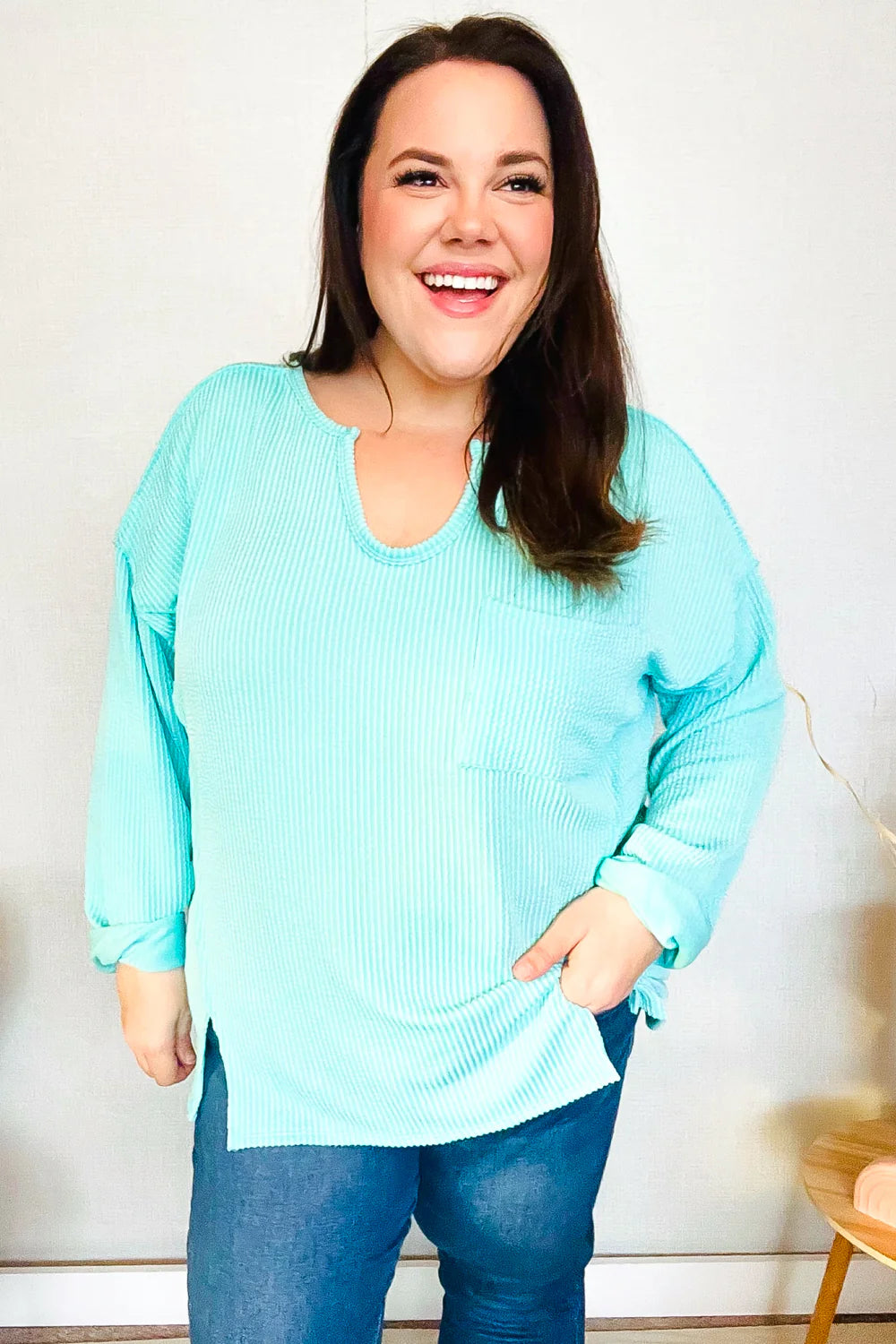 So Charming Mineral Wash Top • Seafoam