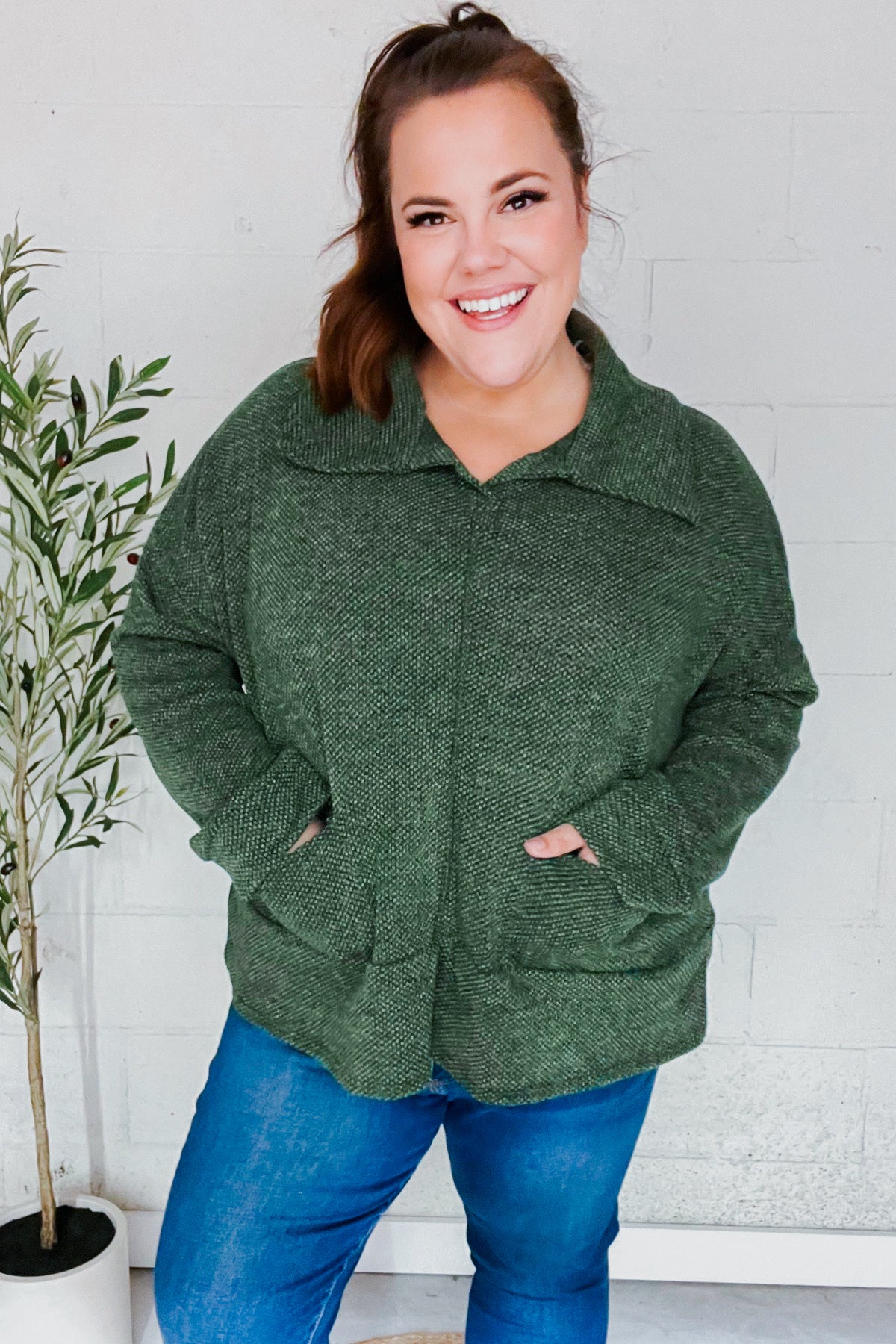 Easy Living Textured Knit Sweater • Green